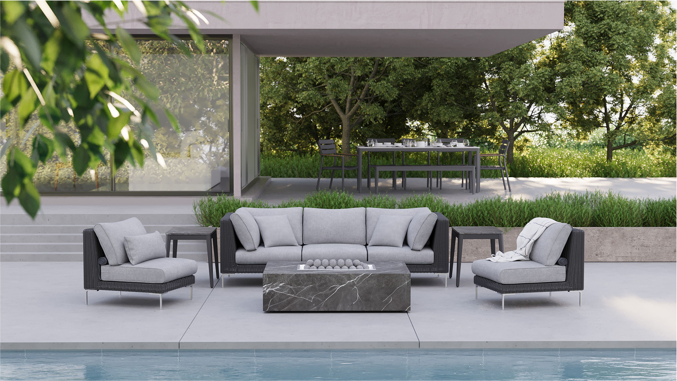 Wicker Outdoor Sofa around Fire Pits https://liveouter.com/