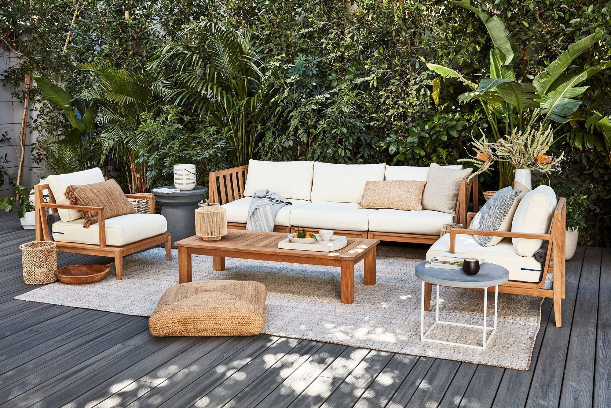 Lifestyle of Teak Outdoor Coffee Table https://liveouter.com