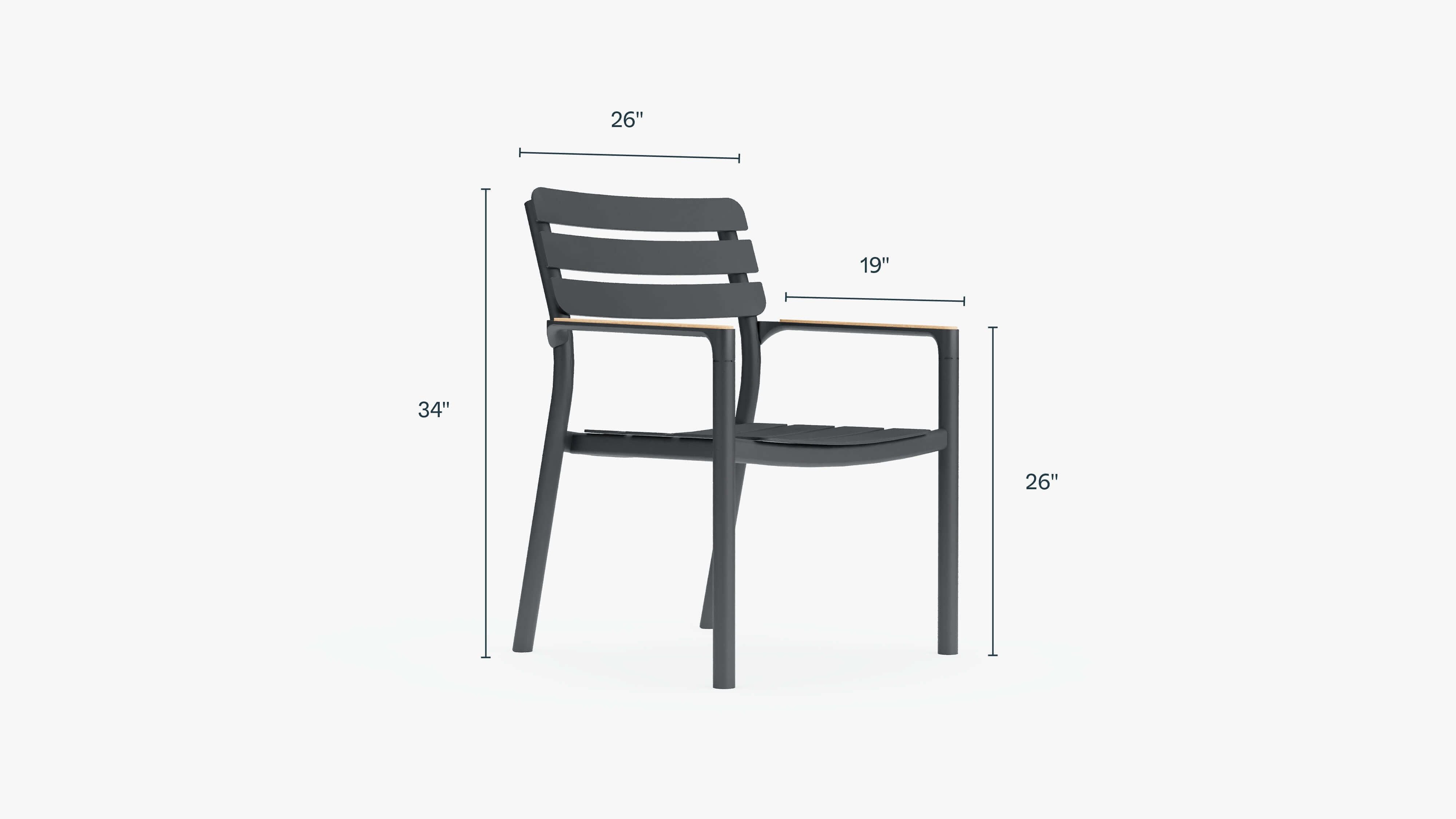 595 Armchair dimensions in inches. #color_charcoal