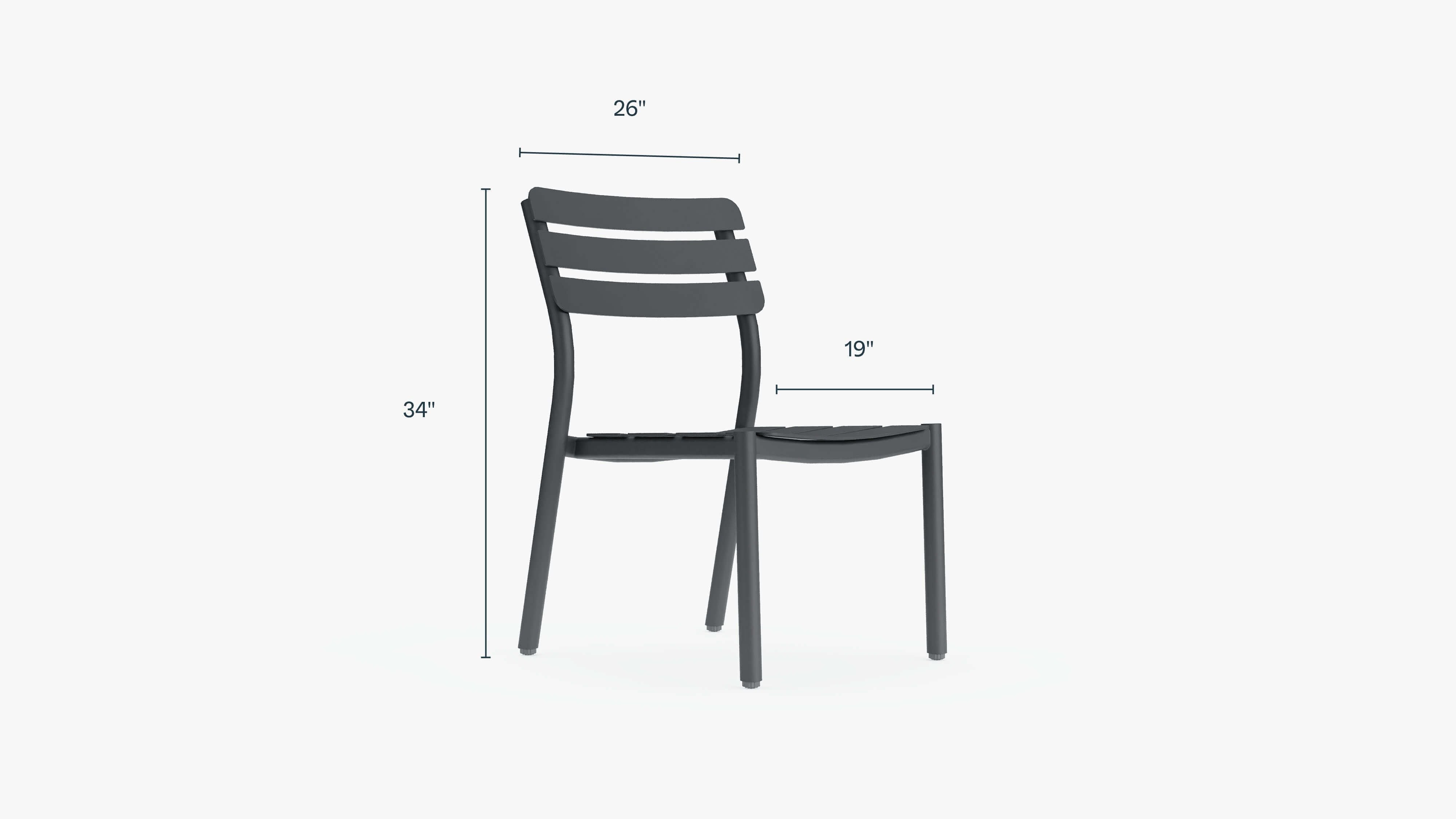 595 Armless Chair dimensions in inches.