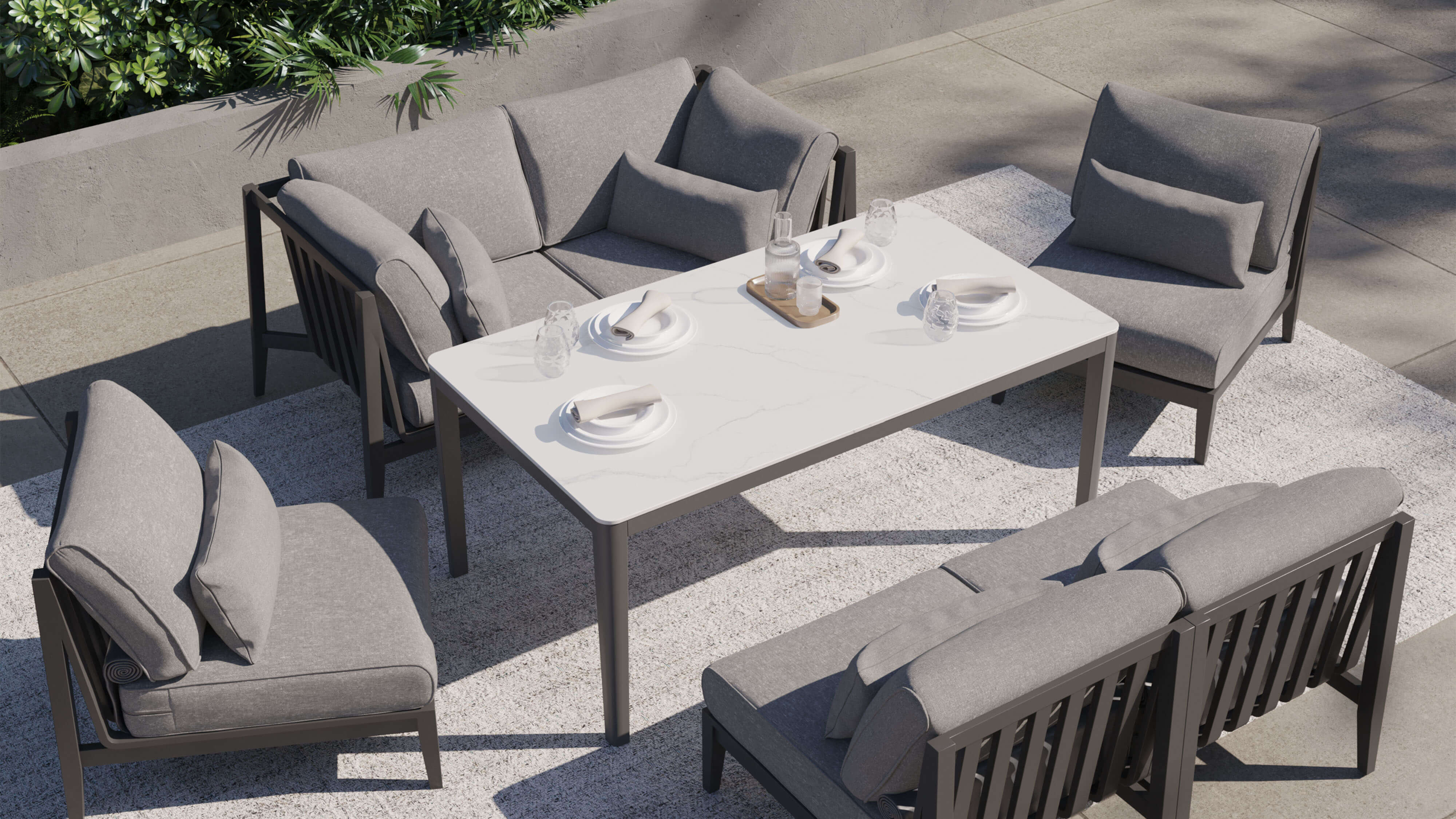 OuterStone Outdoor Gathering Table #color_glacier white