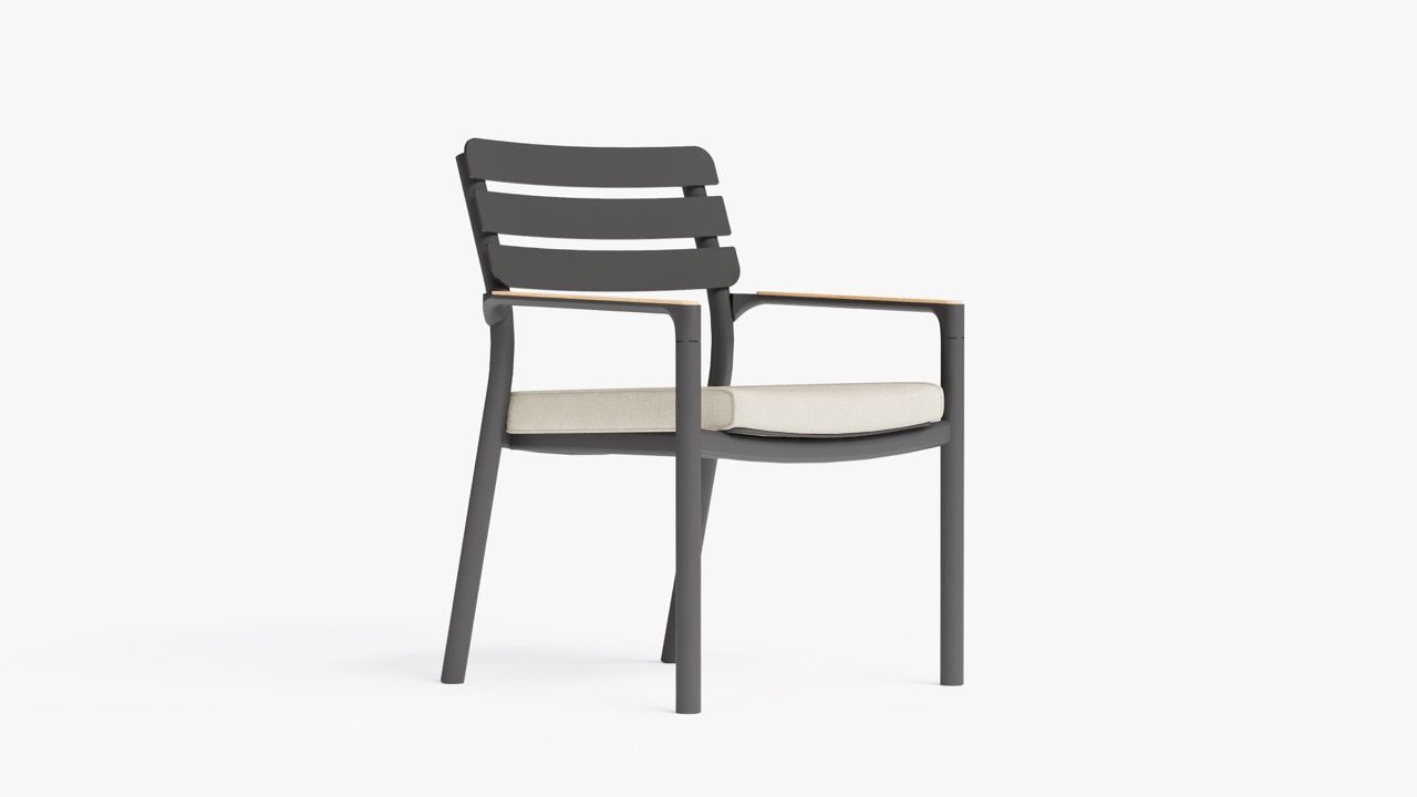 595 Armchair with Palisades Cream cushion, 3/4 view. #color_palisades cream