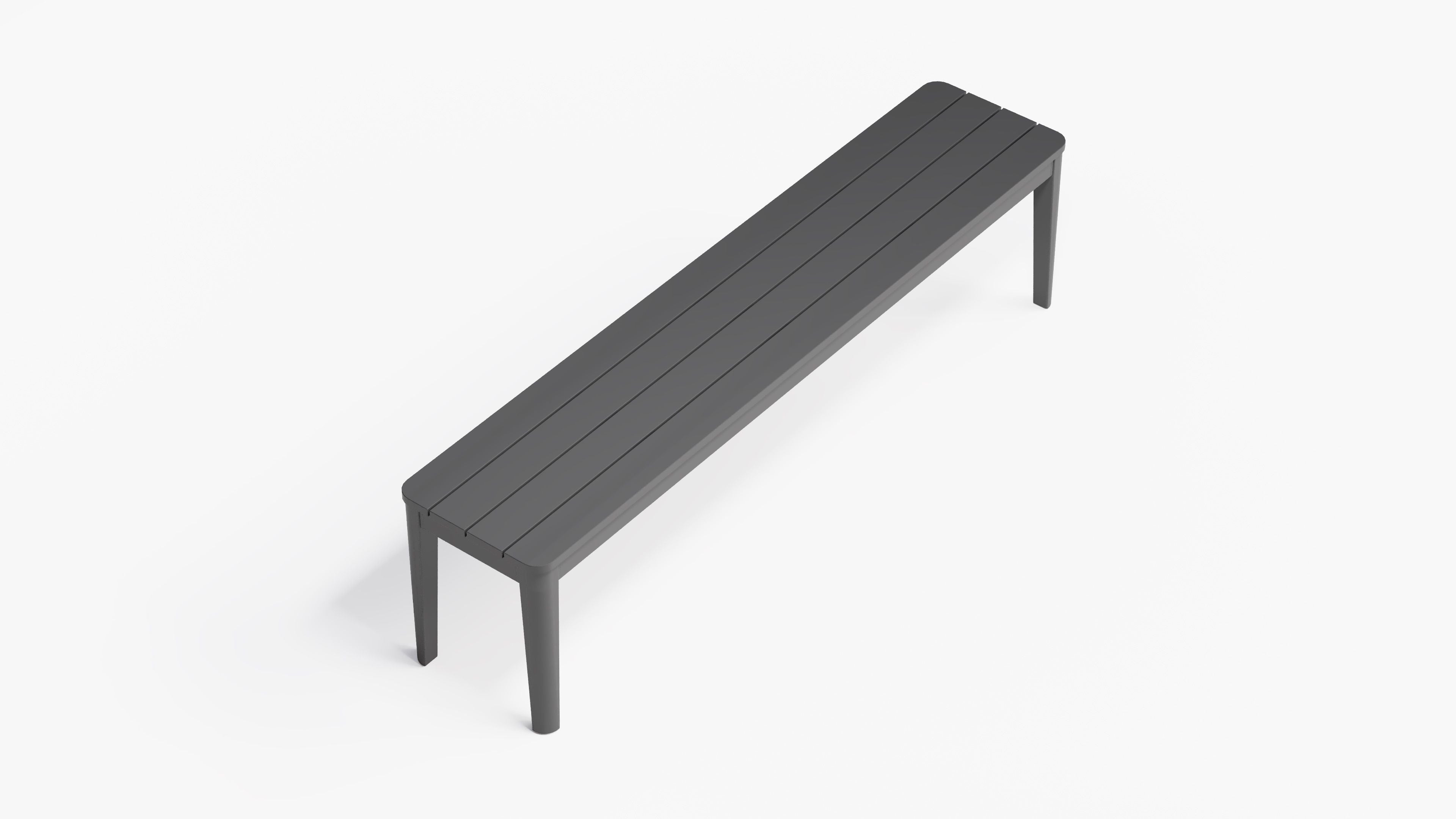 Aluminum Dining Bench, top view. #color_charcoal