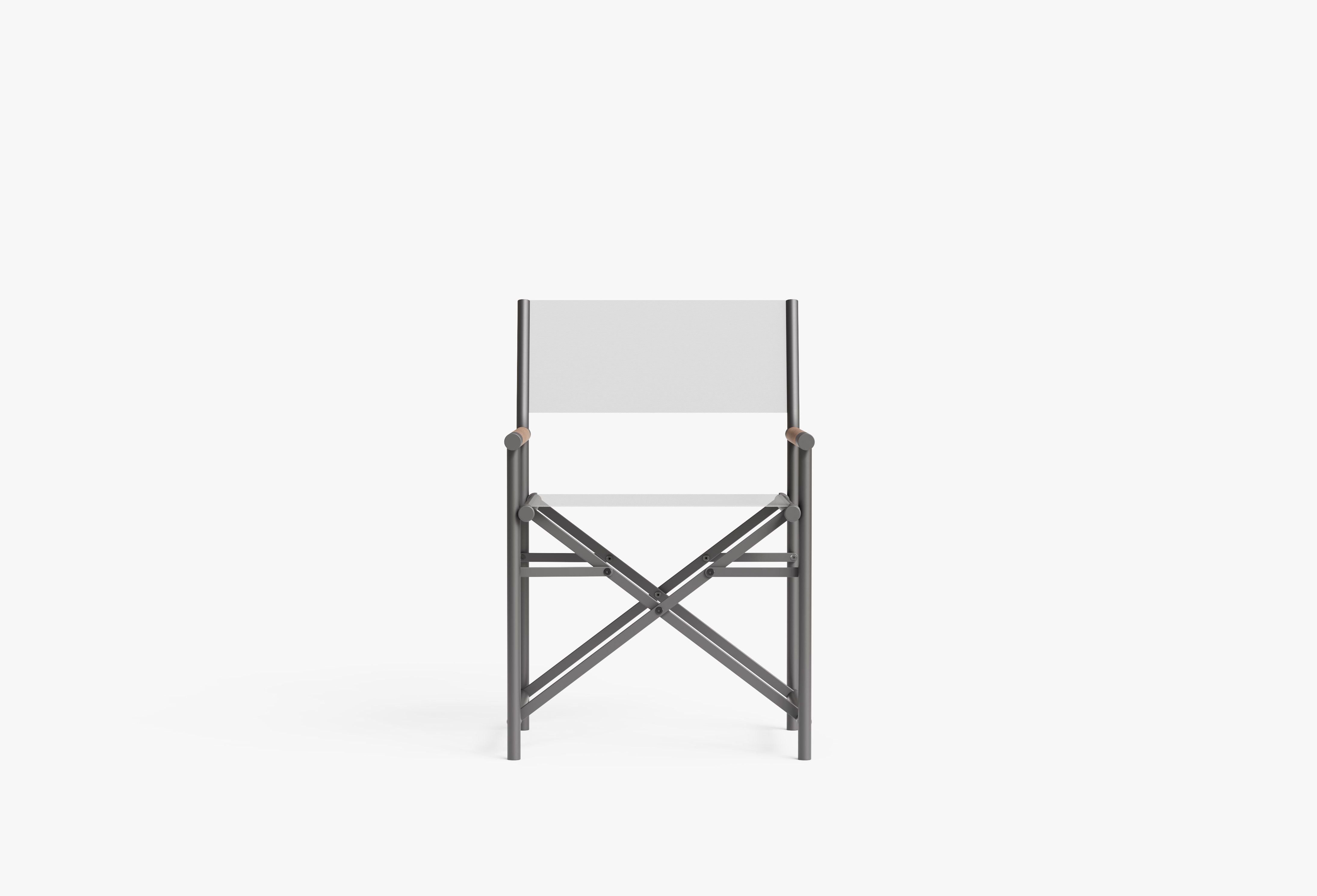 Aluminum Dining Director's Chair, gray, front view. #color_charcoal