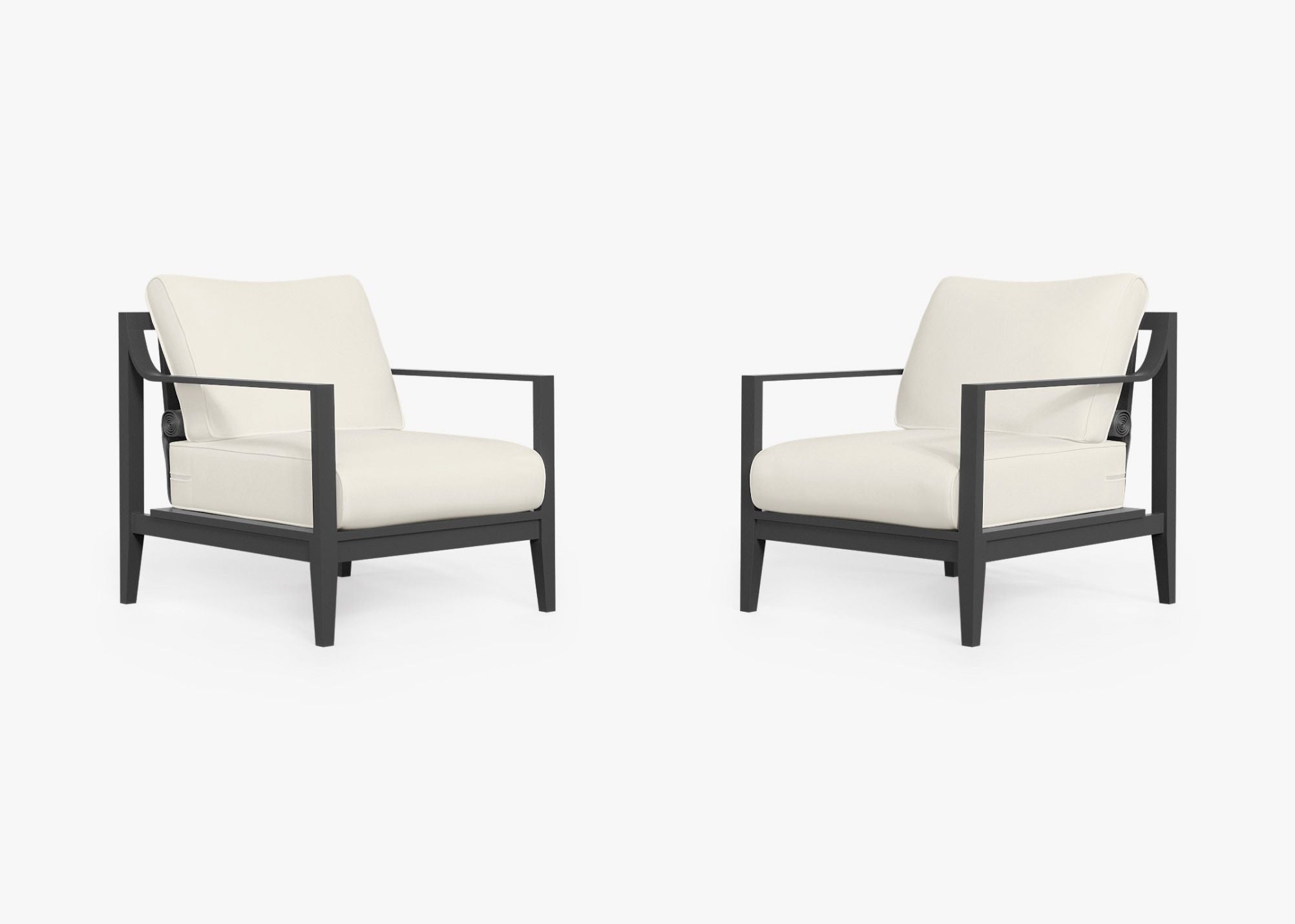 Charcoal Aluminum Outdoor Armchair Conversation Set, front. Comfortable, durable, and weather resistant outdoor seating with memory foam. #color_palisades cream