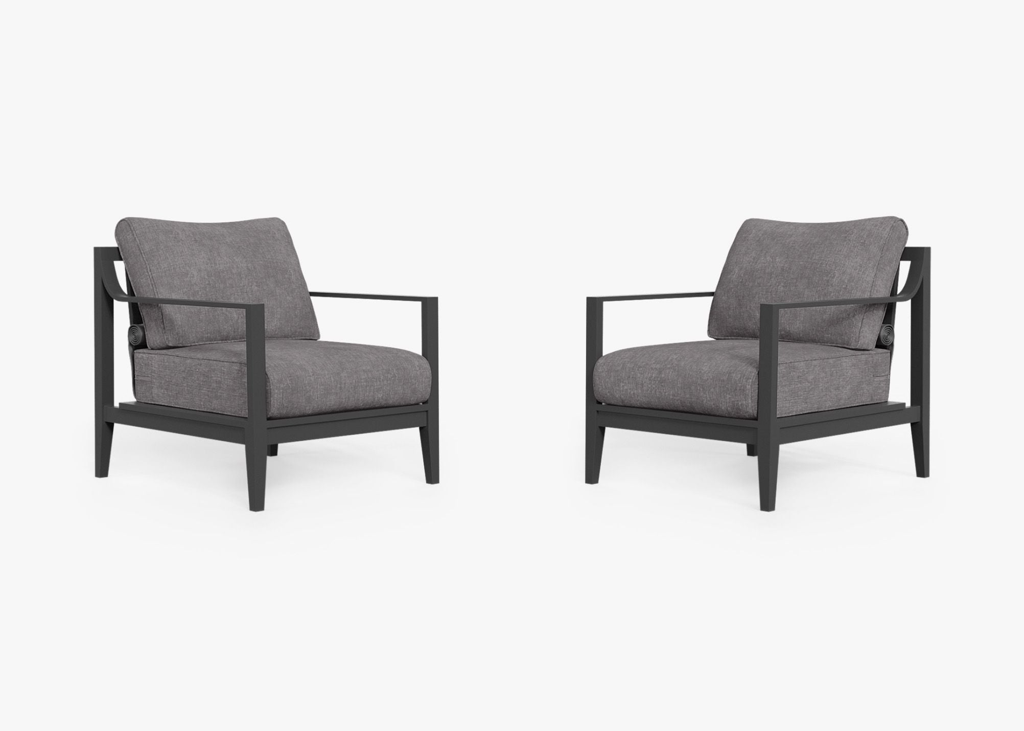 Charcoal Aluminum Outdoor Armchair Conversation Set, front. Comfortable, durable, and weather resistant outdoor seating with memory foam. #color_dark pebble gray