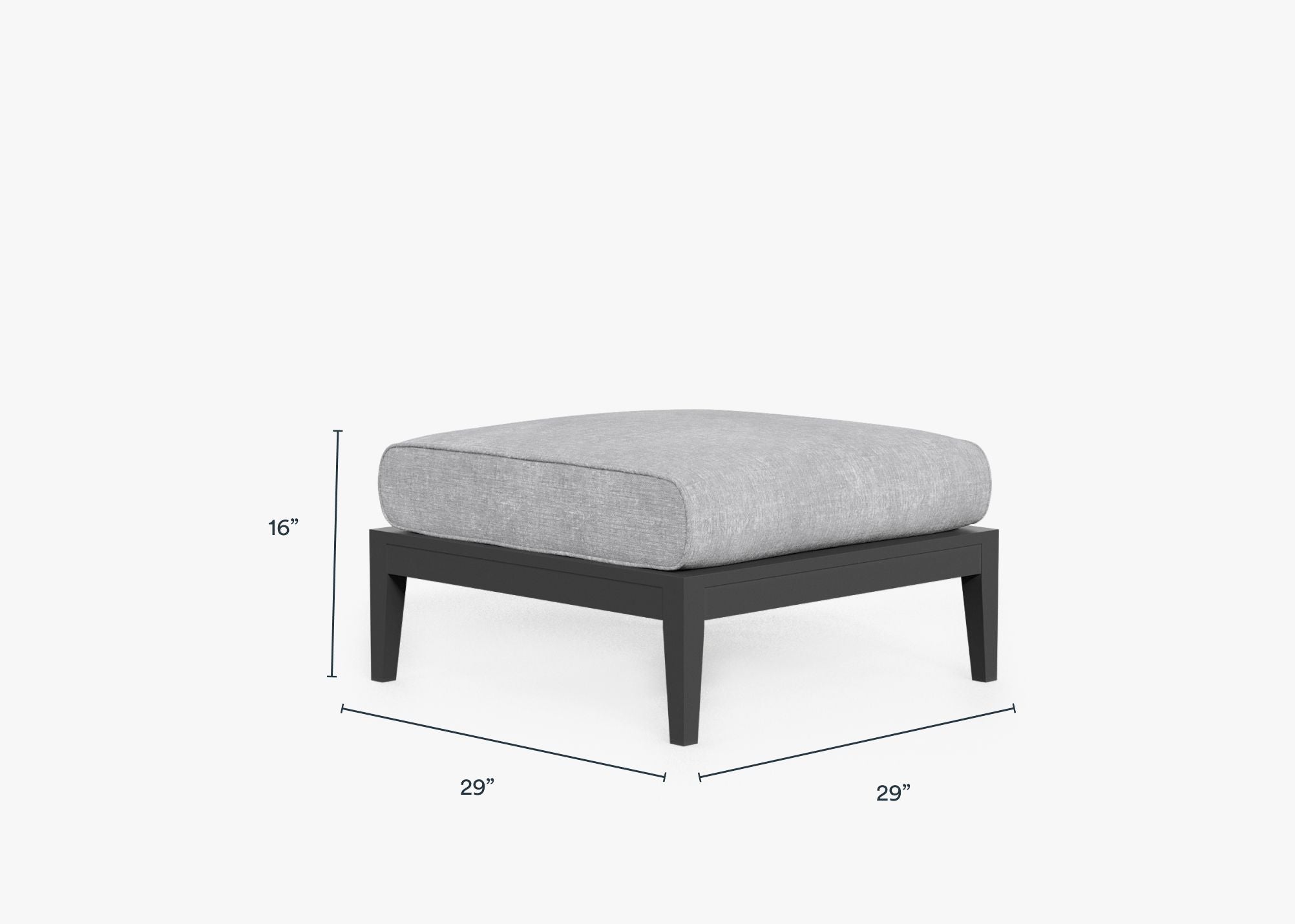 Charcoal Aluminum Outdoor Ottoman dimensions in inches, also listed under Dimensions and Weights. #color_pacific fog gray