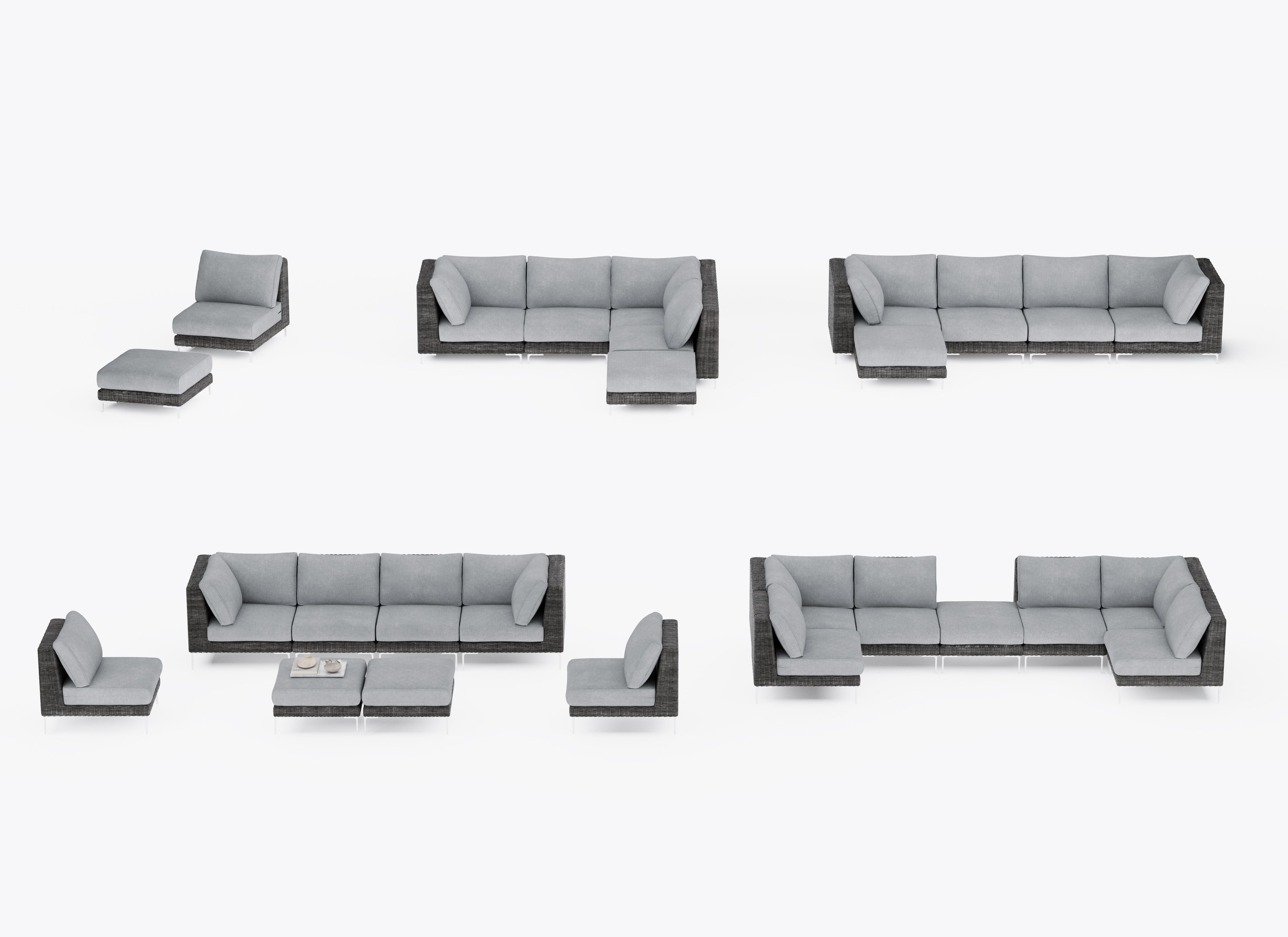 Black Wicker Outdoor Ottoman #color_dark pebble gray