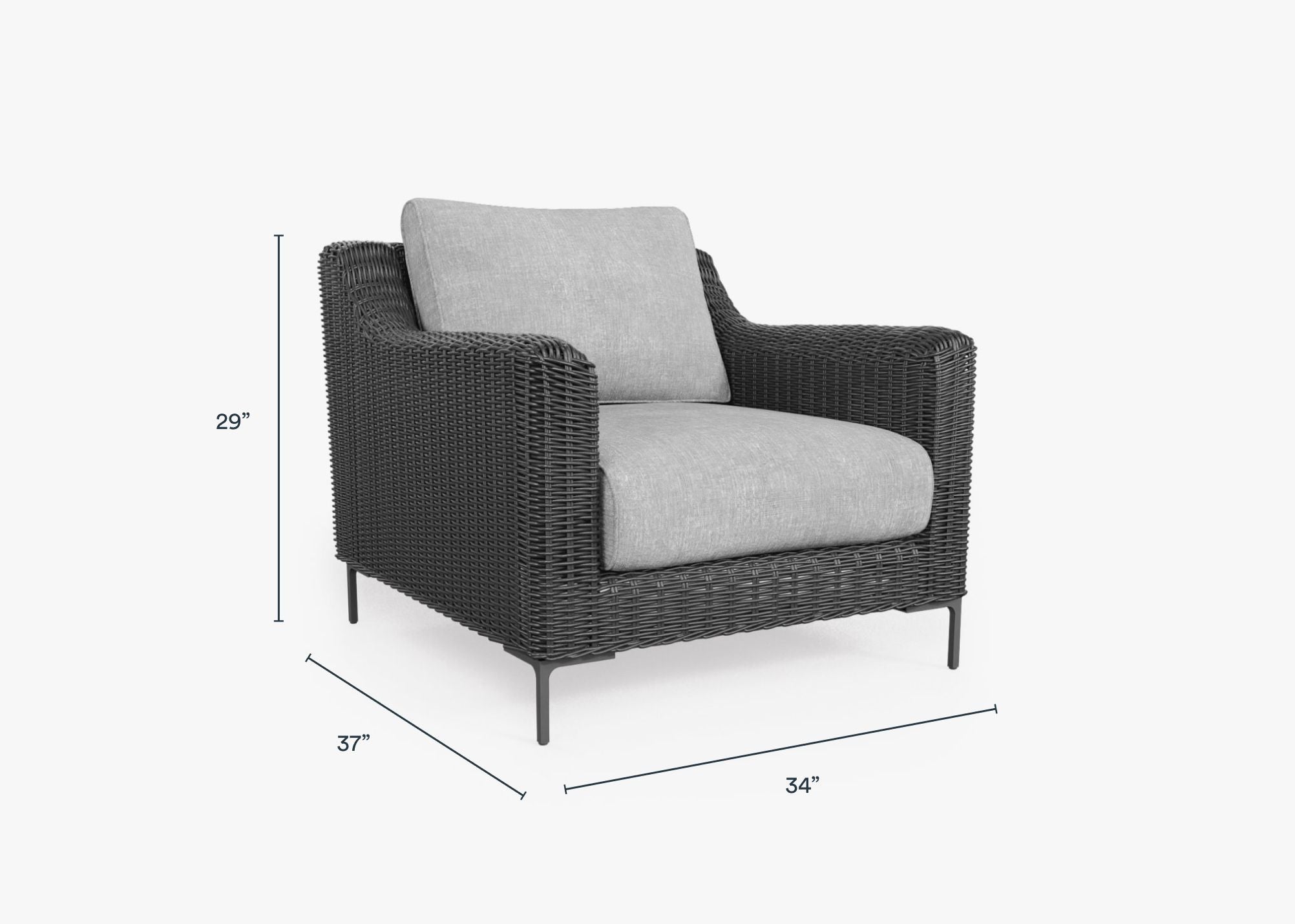 Black Wicker Outdoor Armchair #color_pacific fog gray