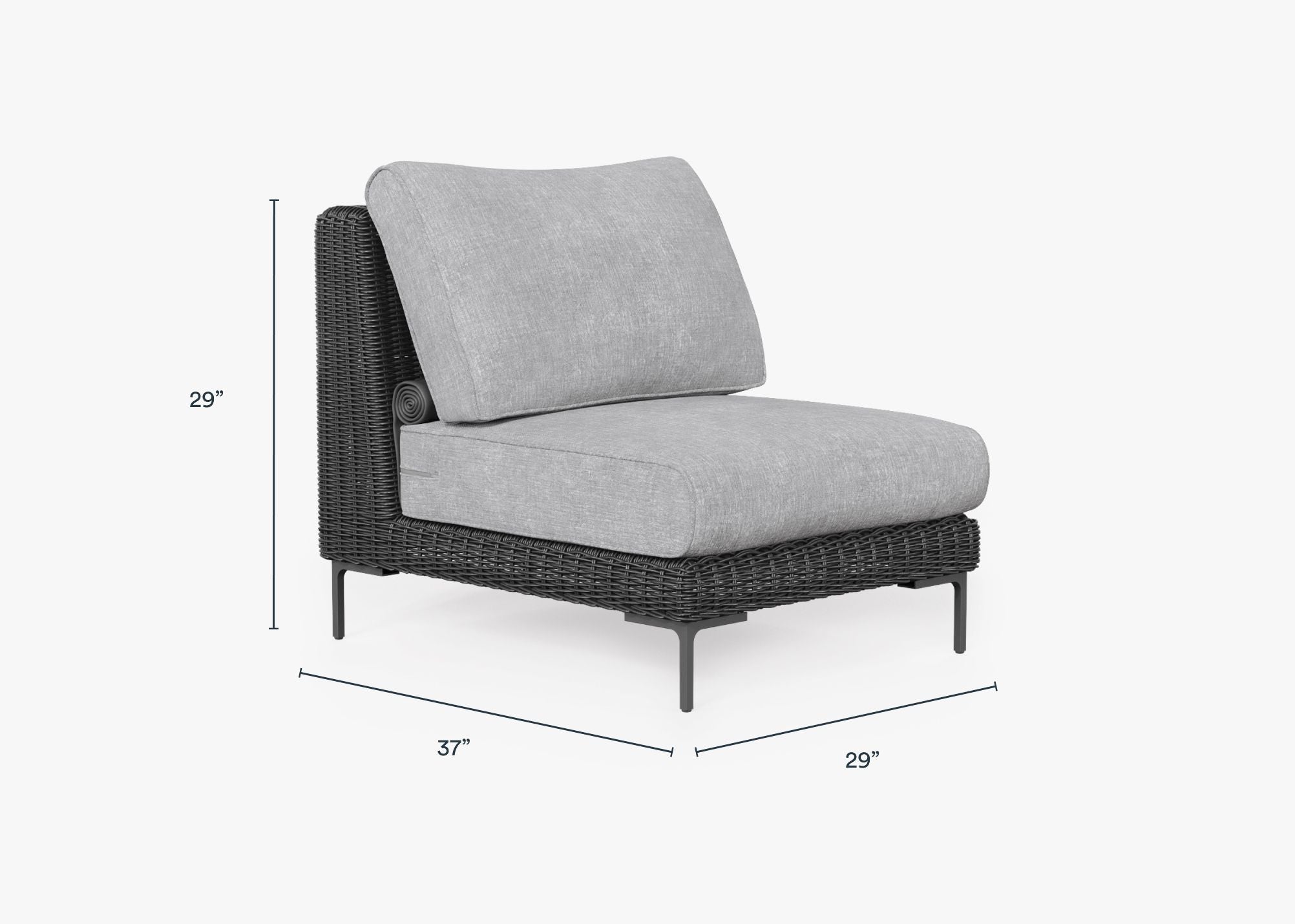 Black Wicker Outdoor Armless Chair #color_pacific fog gray