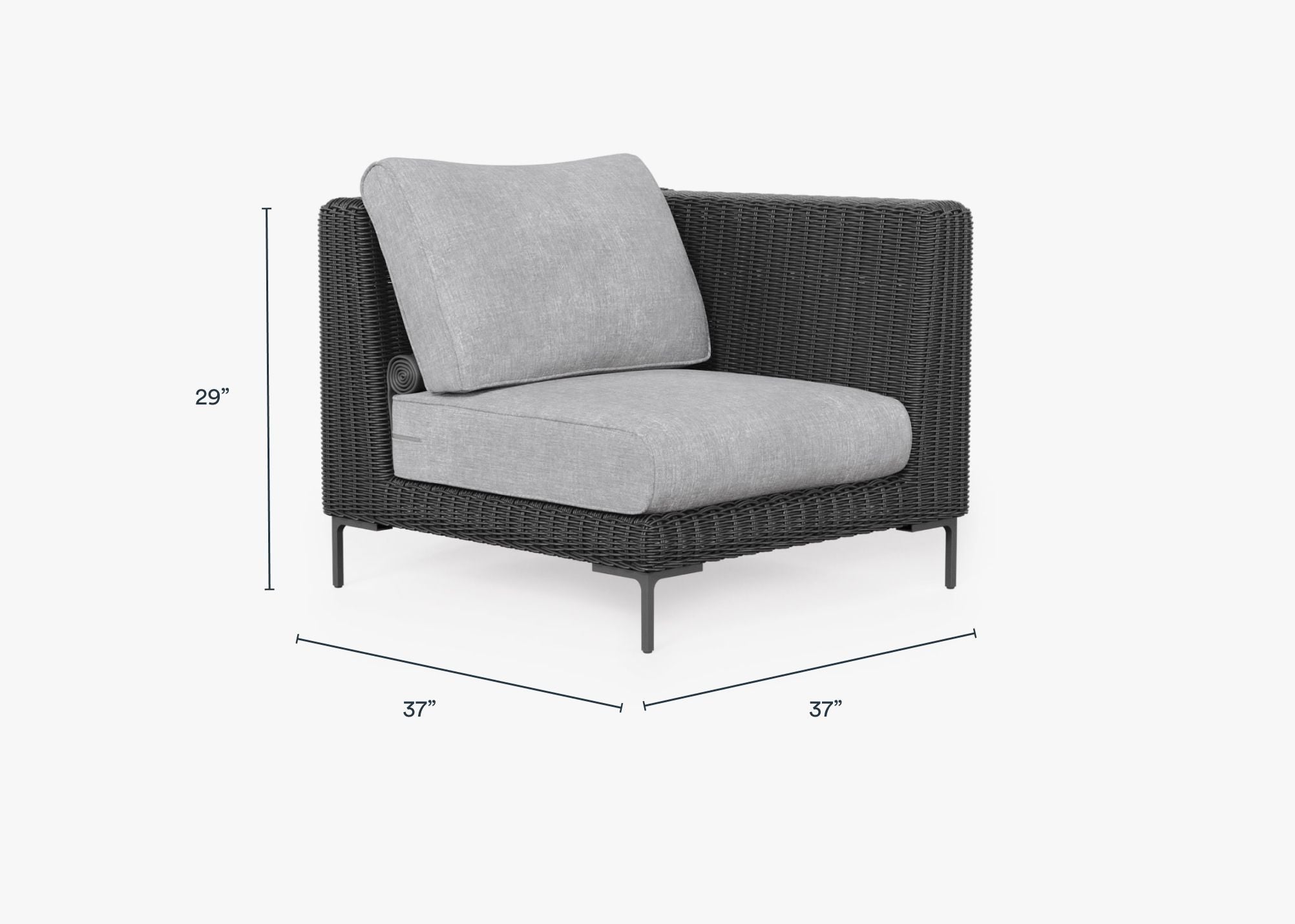 Black Wicker Outdoor Corner Chair - Left/Right #color_pacific fog gray