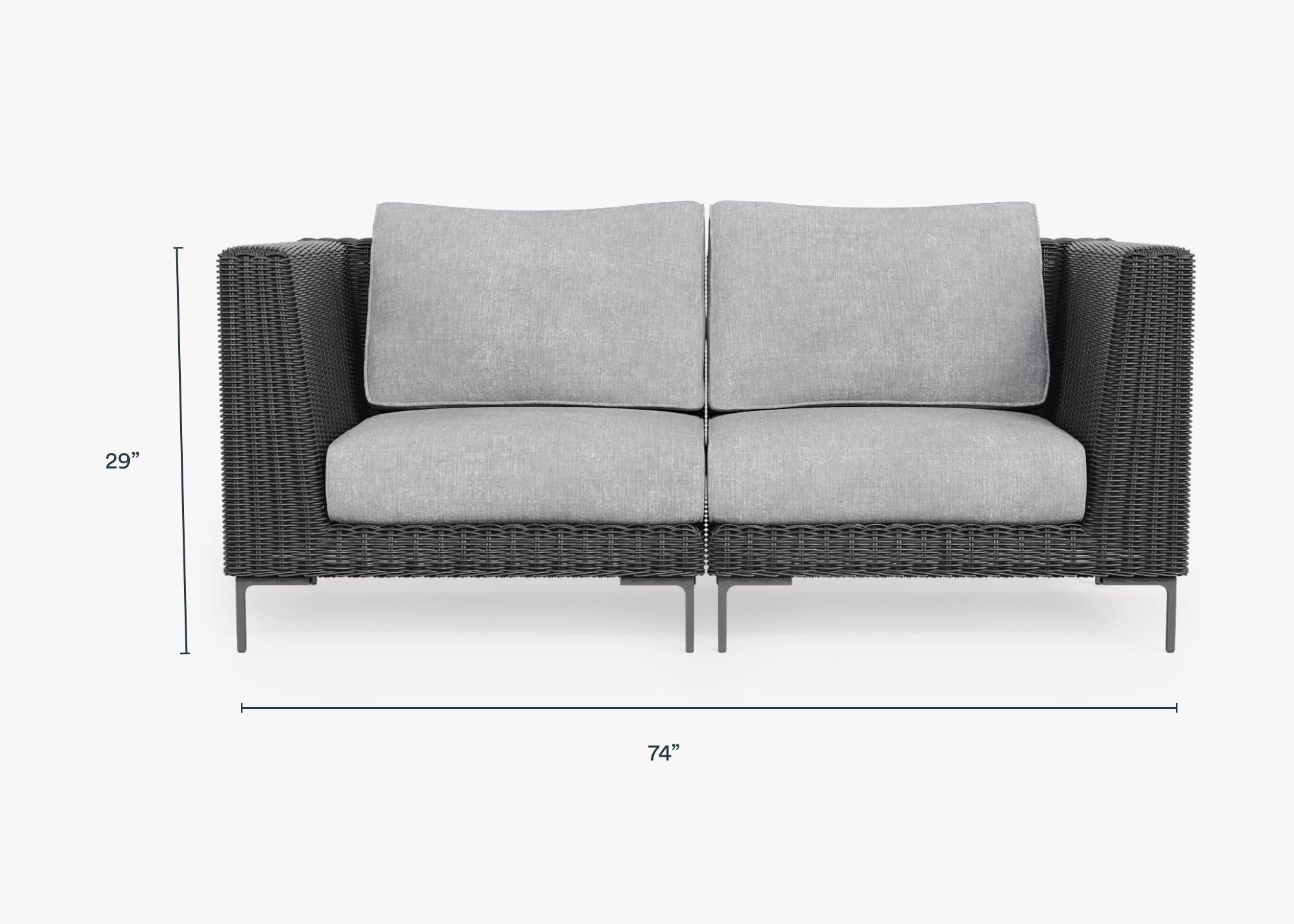 Black Wicker Outdoor Loveseat #color_pacific fog gray