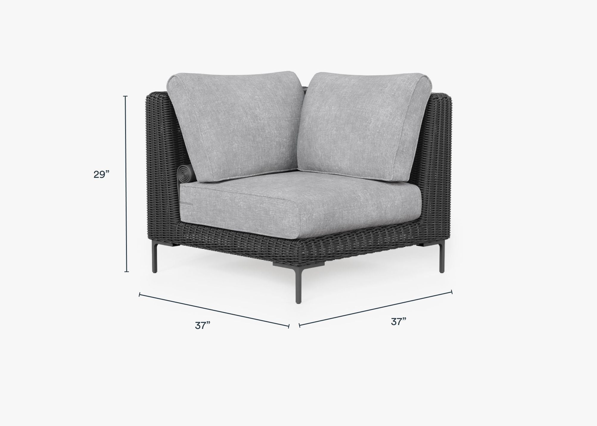 Black Wicker Outdoor Sectional Chair #color_pacific fog gray