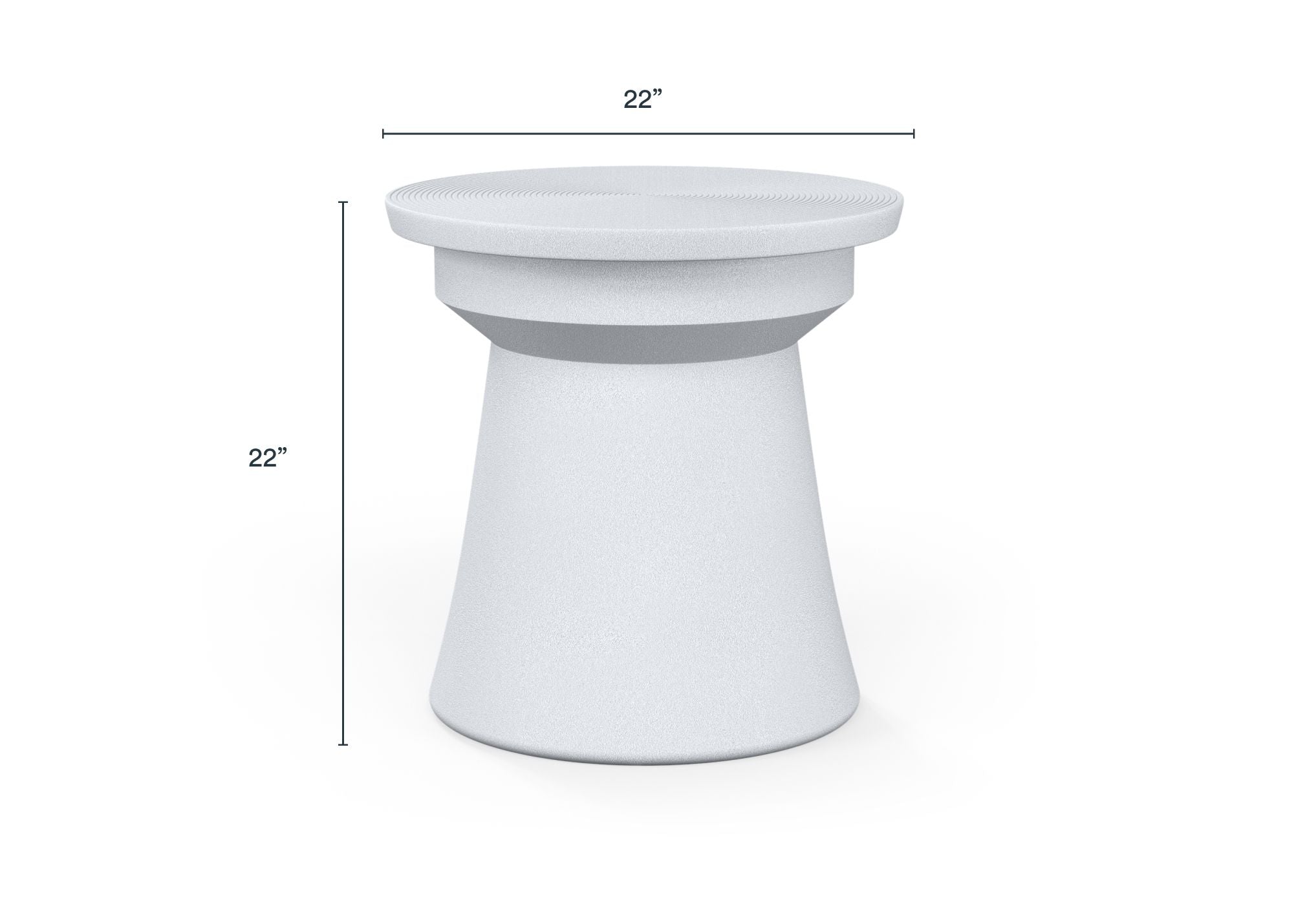 Concrete Outdoor Side Table - Classic design dimensions in inches, also listed under Dimensions & Weights. #table color_(unavailable) white