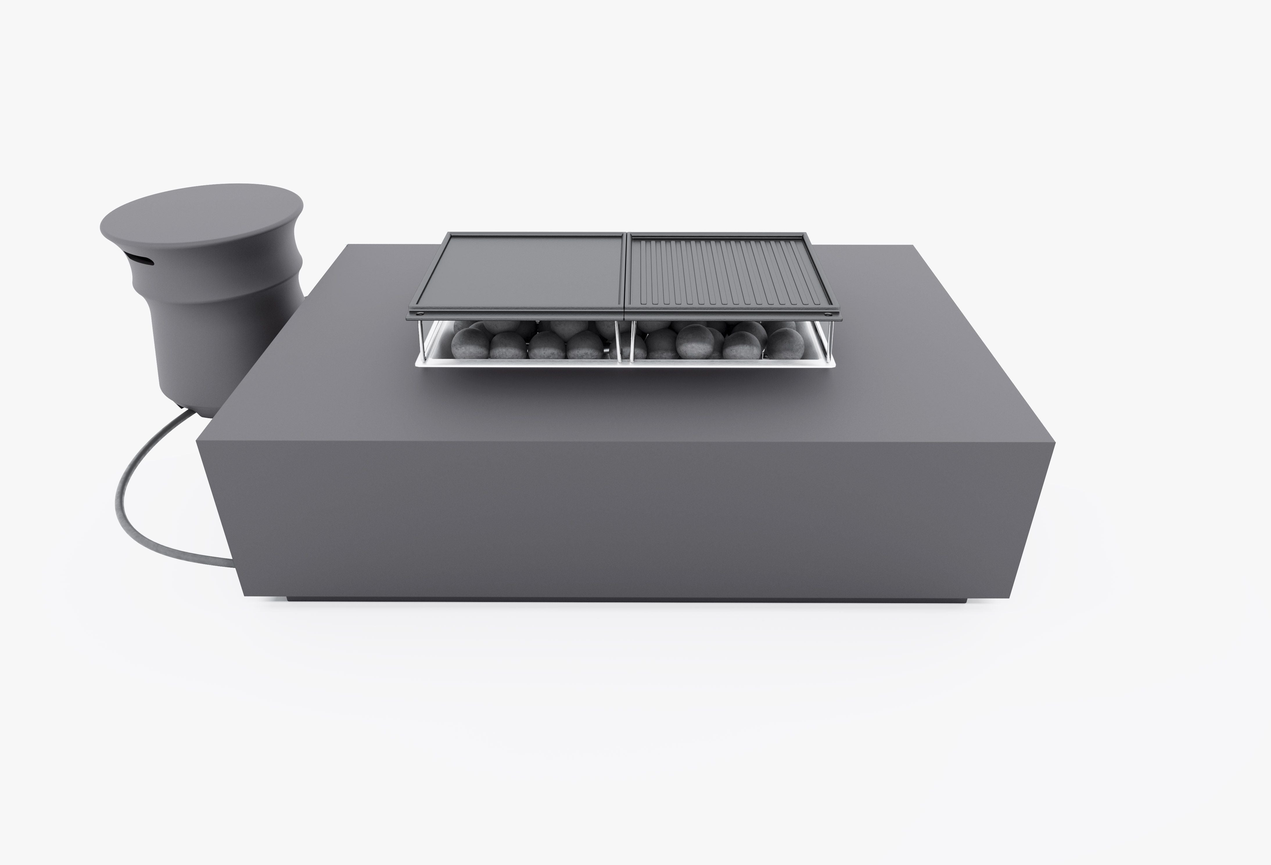 Concrete Fire Pit Table Cooking Set + Propane Tank Cover - Rectangular #title_default title