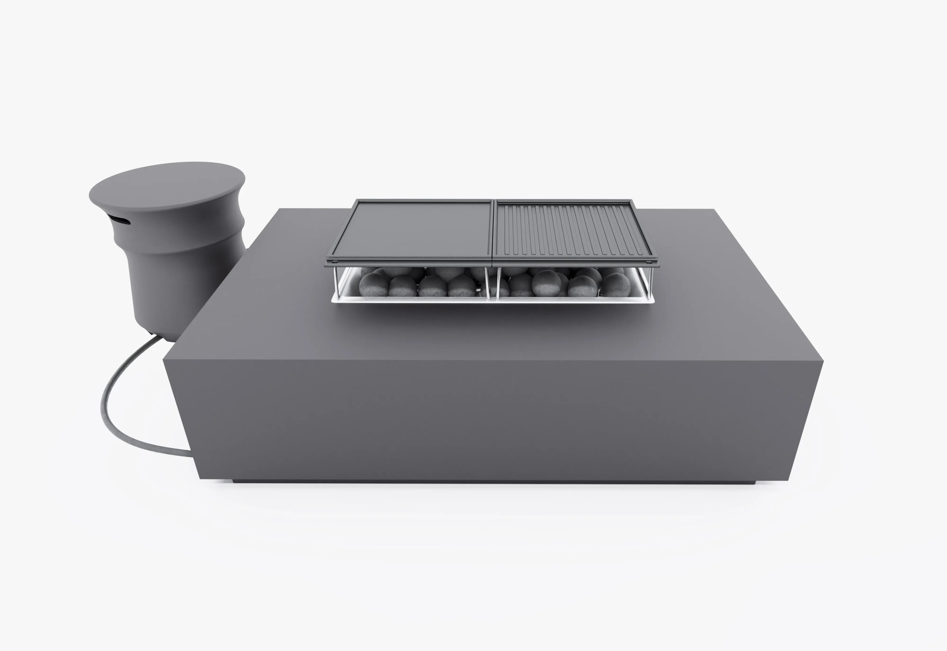 Concrete Fire Pit Table Cooking Set + Propane Tank Cover - Rectangular