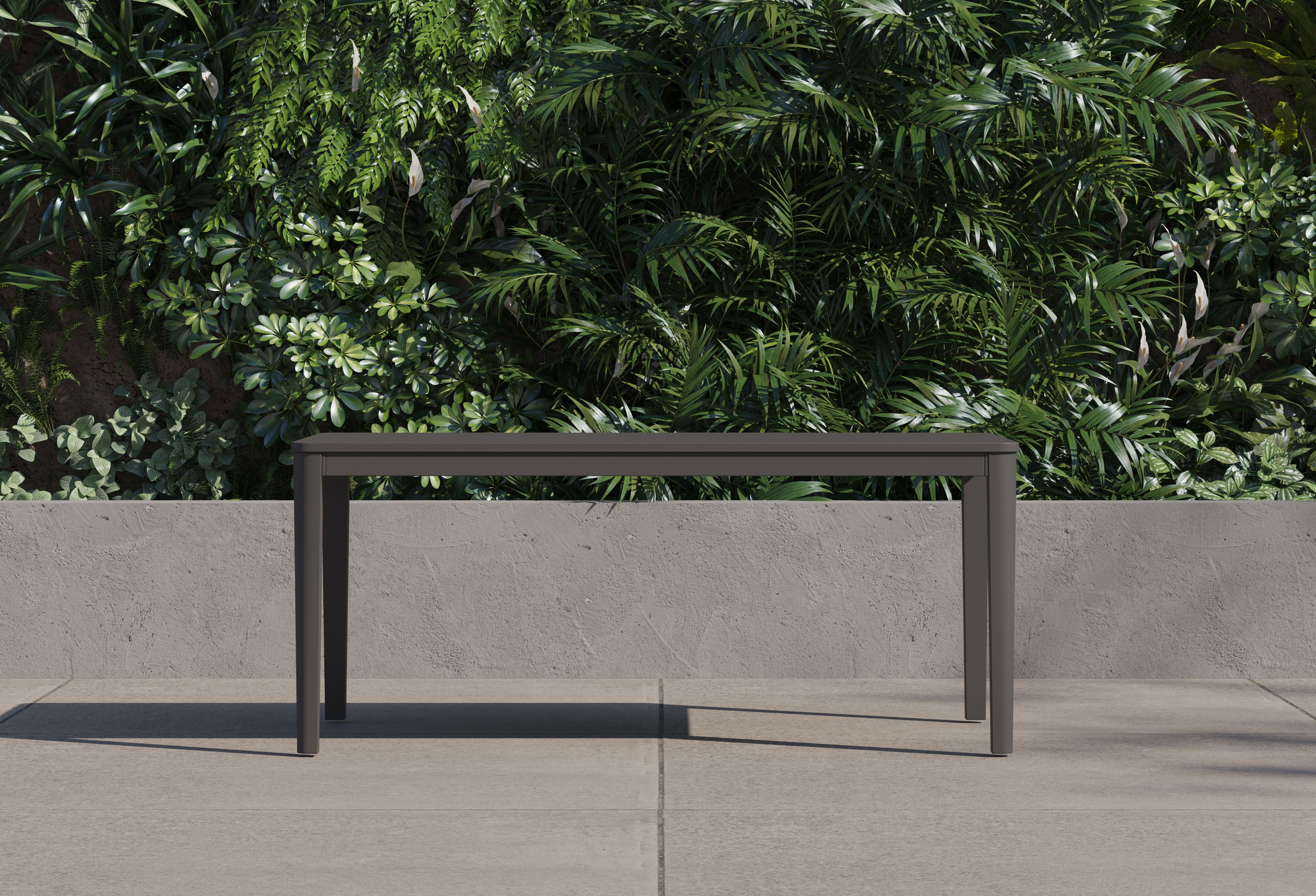 The Aluminum Outdoor Gathering Table, front view. #color_charcoal