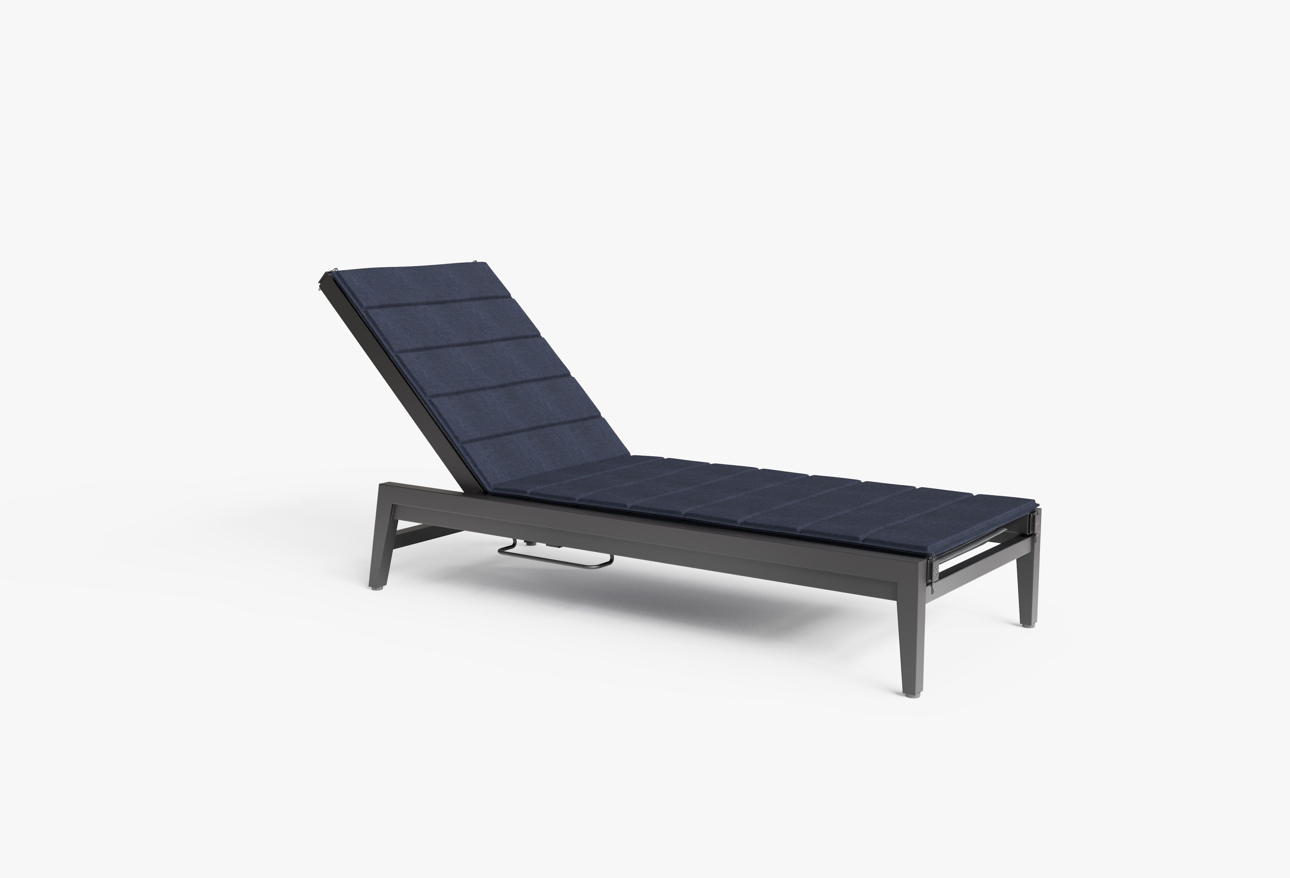 The Chaise Lounge shown with optional cushion in Deep Sea Navy. #color_deep sea navy
