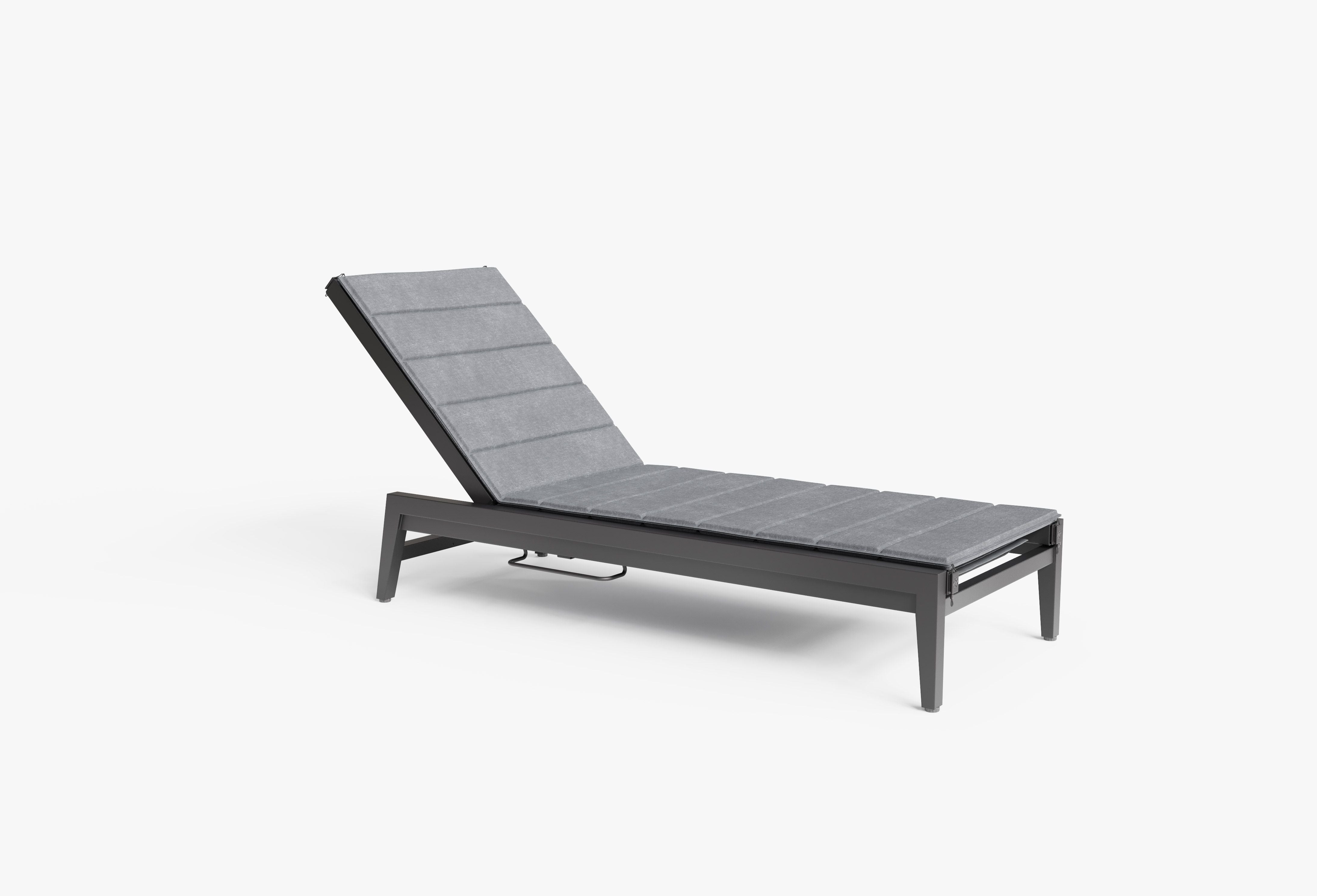 The Infinity Chaise shown with optional cushion in Pacific Fog Gray. #color_pacific fog gray