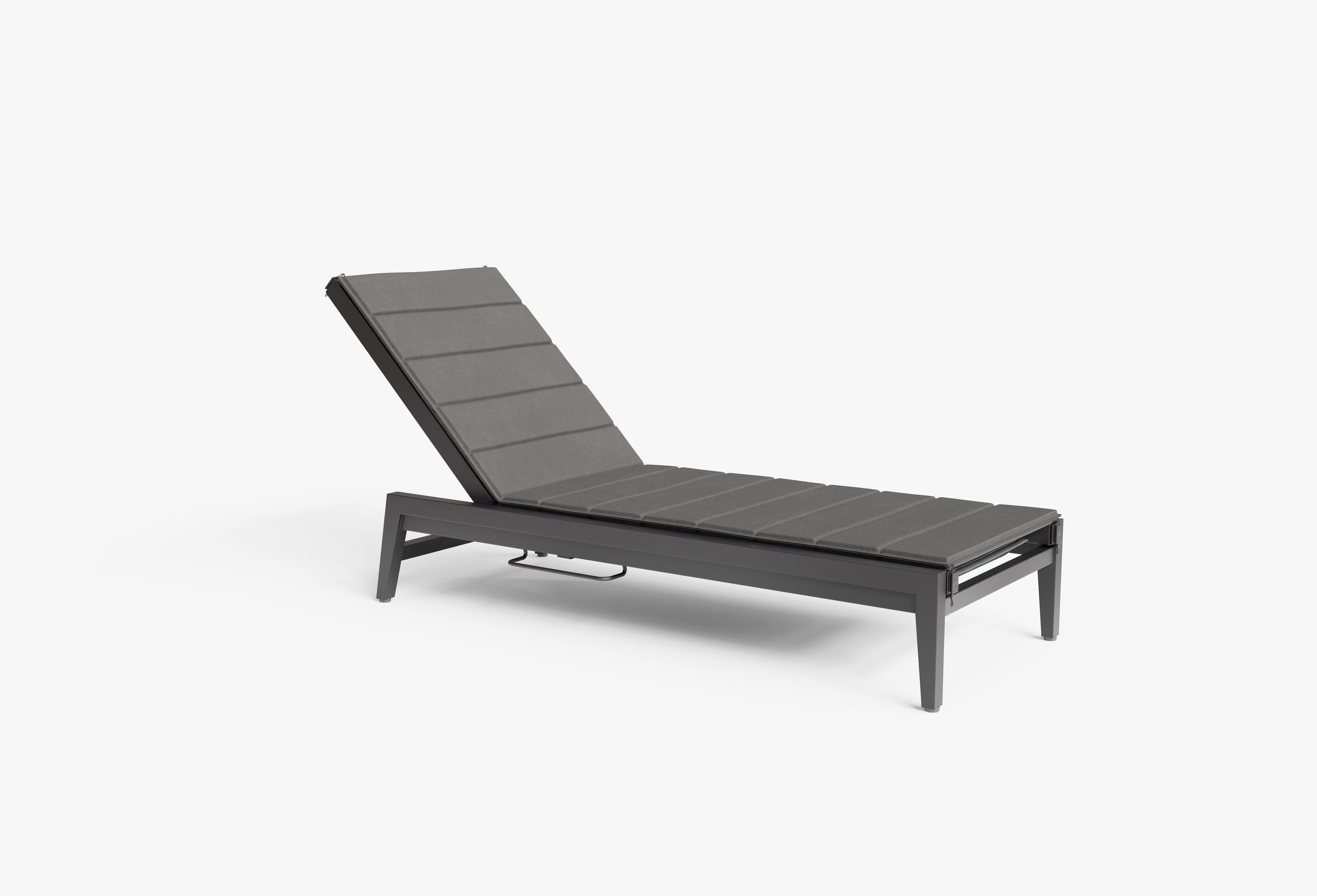 The Chaise Lounge shown with optional cushion in Dark Pebble Gray. #color_dark pebble gray