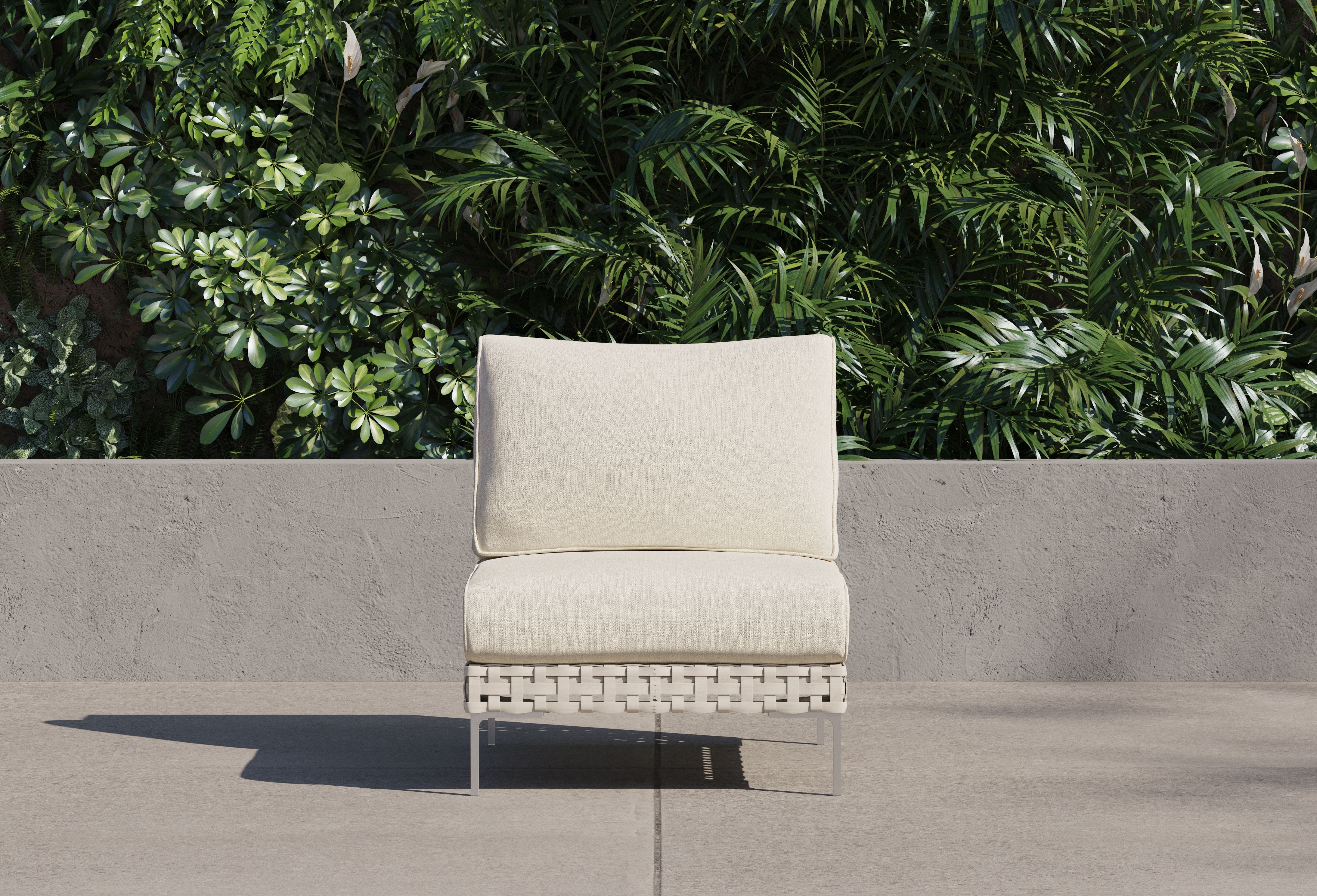 Open Weave Wicker Outdoor Armless Chair #color_palisades cream