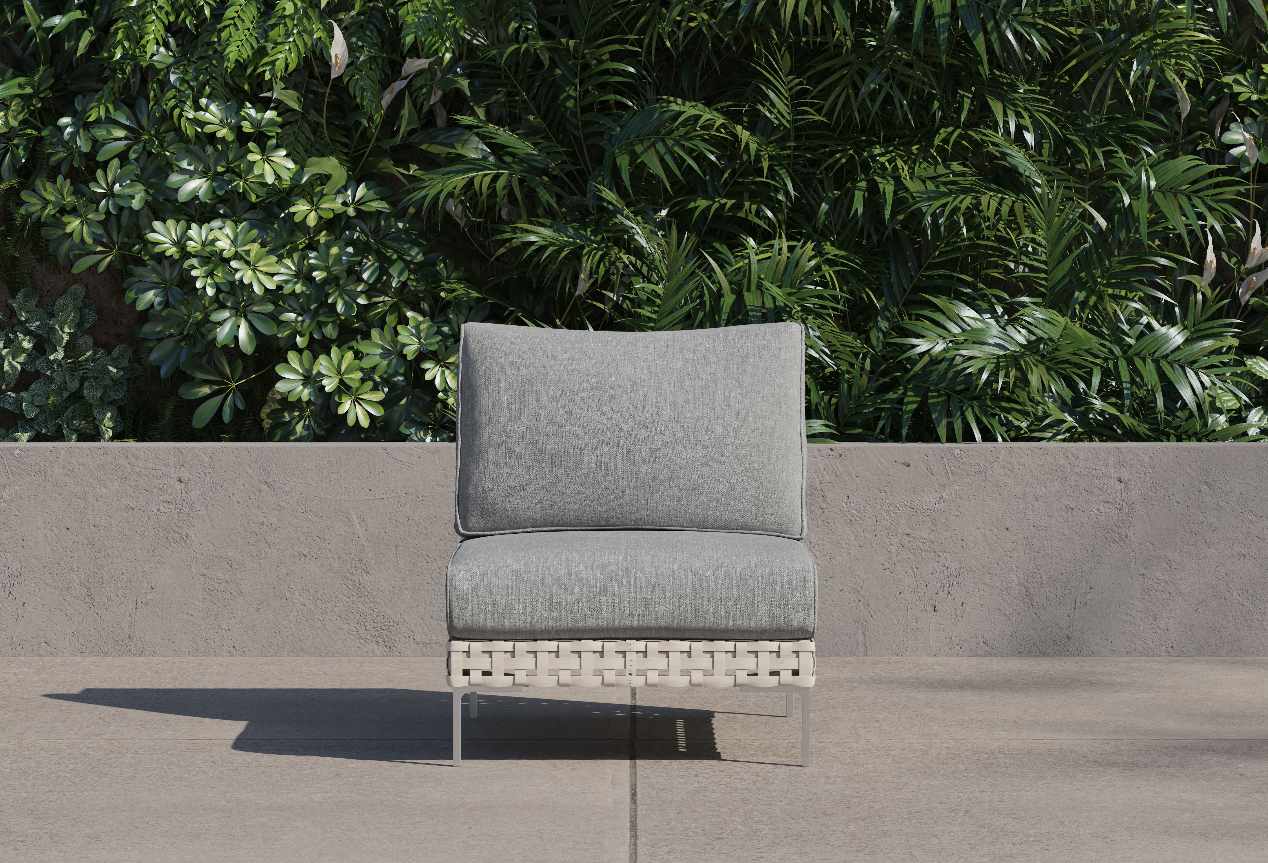 Open Weave Wicker Outdoor Armless Chair #color_pacific fog gray