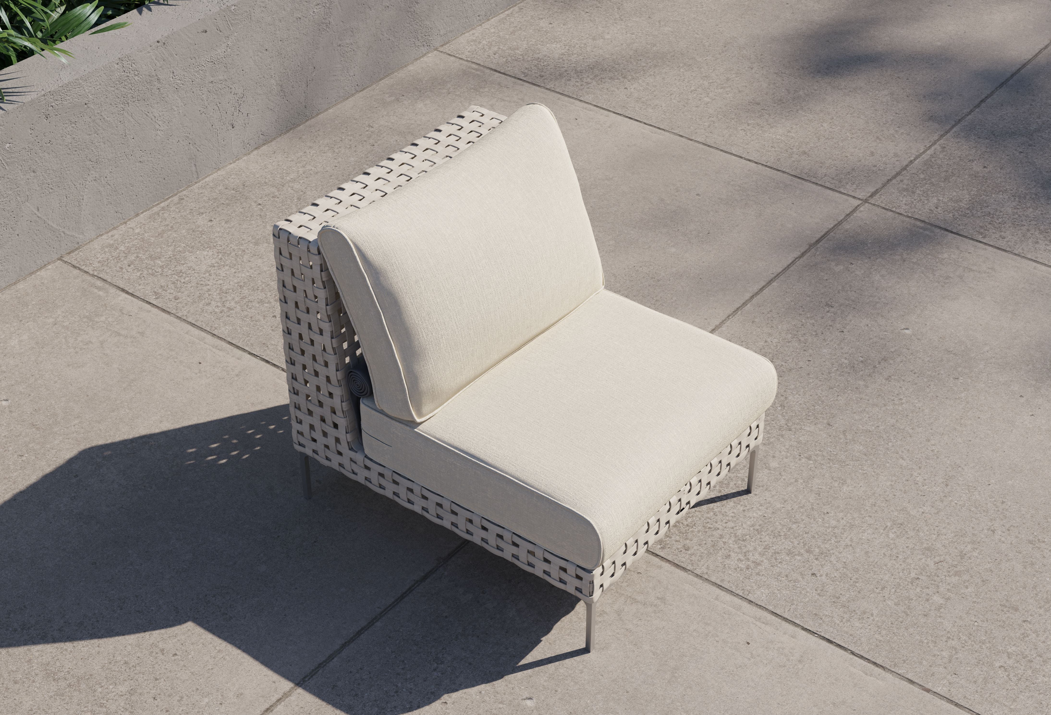 Open Weave Wicker Outdoor Armless Chair #color_palisades cream