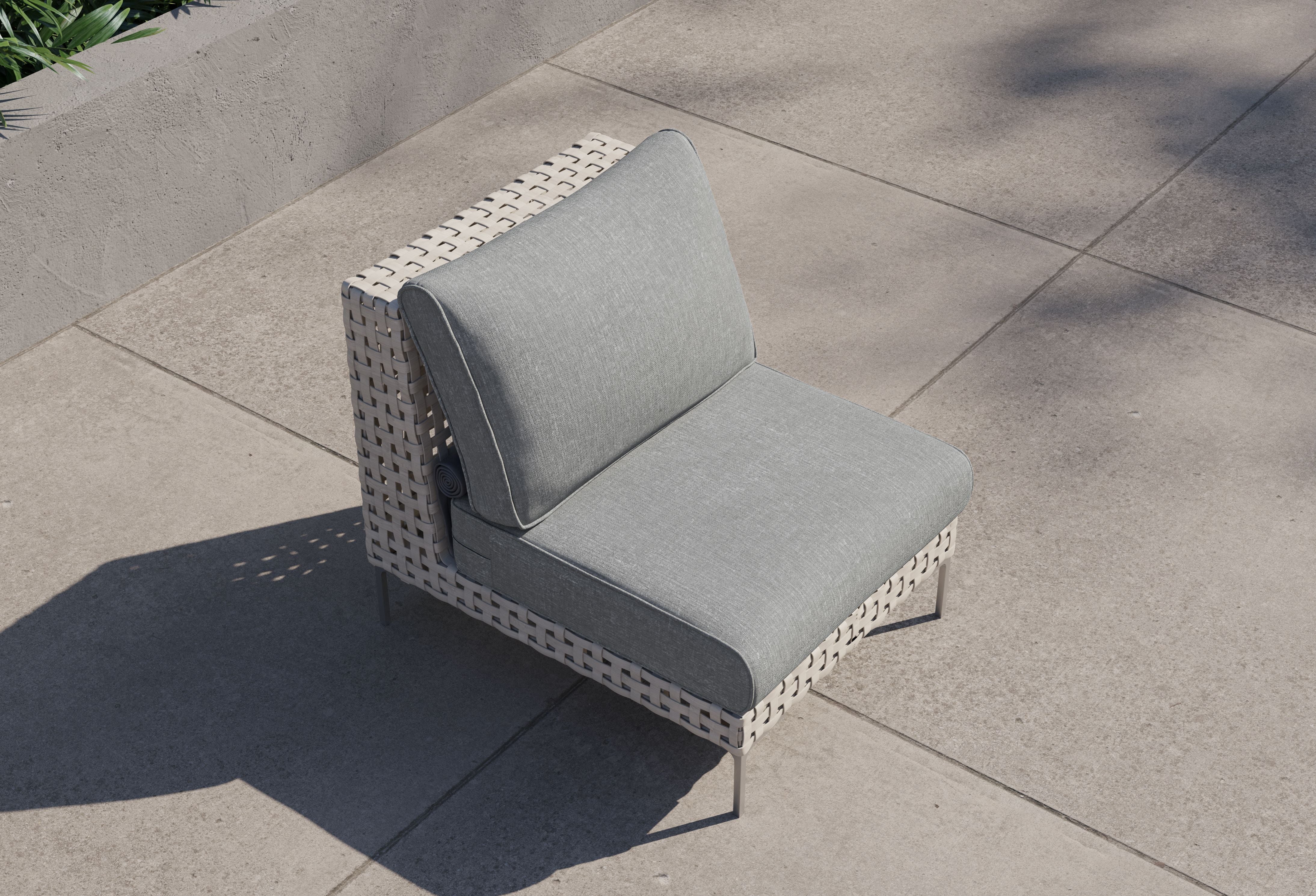 Open Weave Wicker Outdoor Armless Chair #color_pacific fog gray
