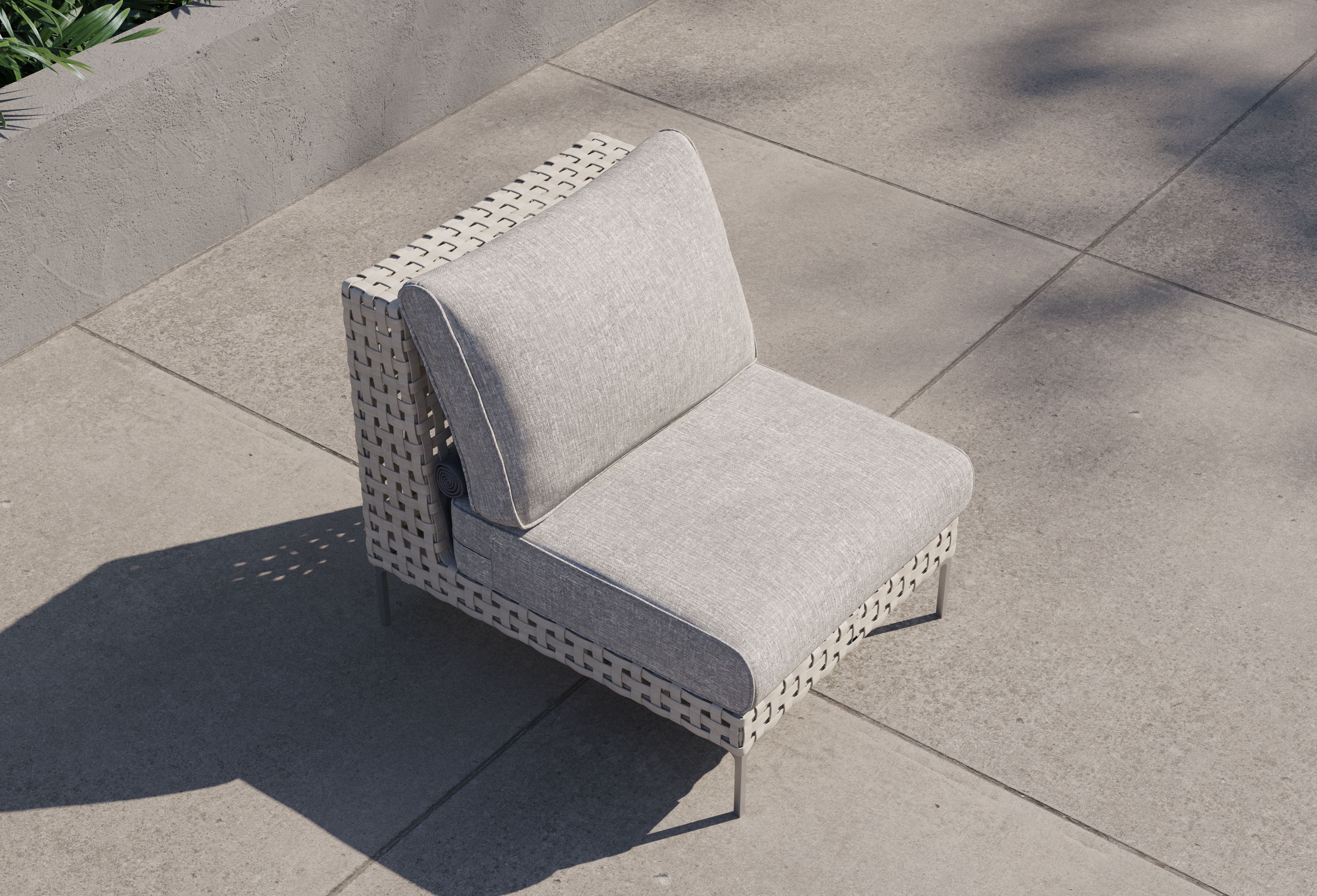 Open Weave Wicker Outdoor Armless Chair #color_sandstone gray