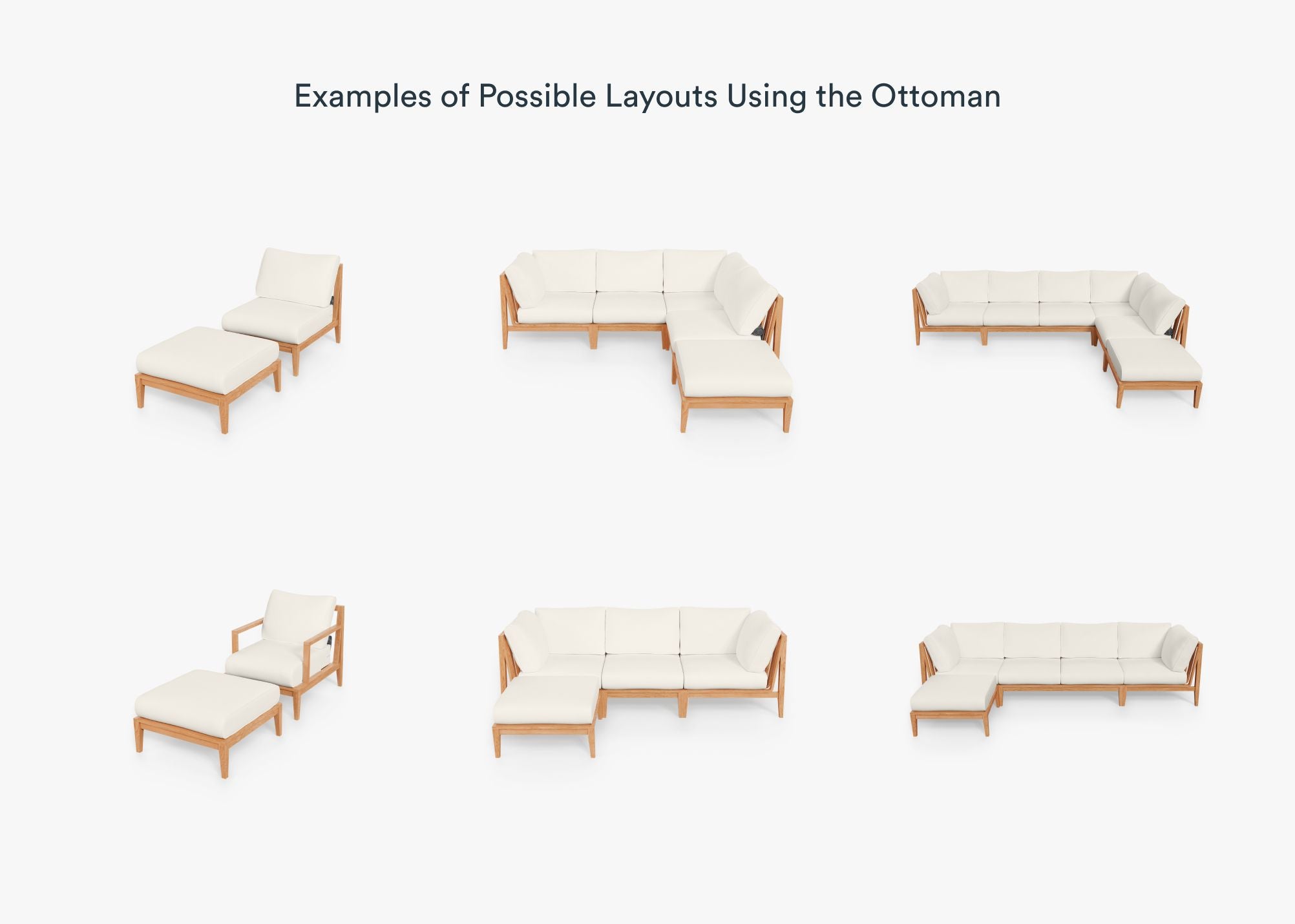 Teak Outdoor Ottoman #color_palisades cream