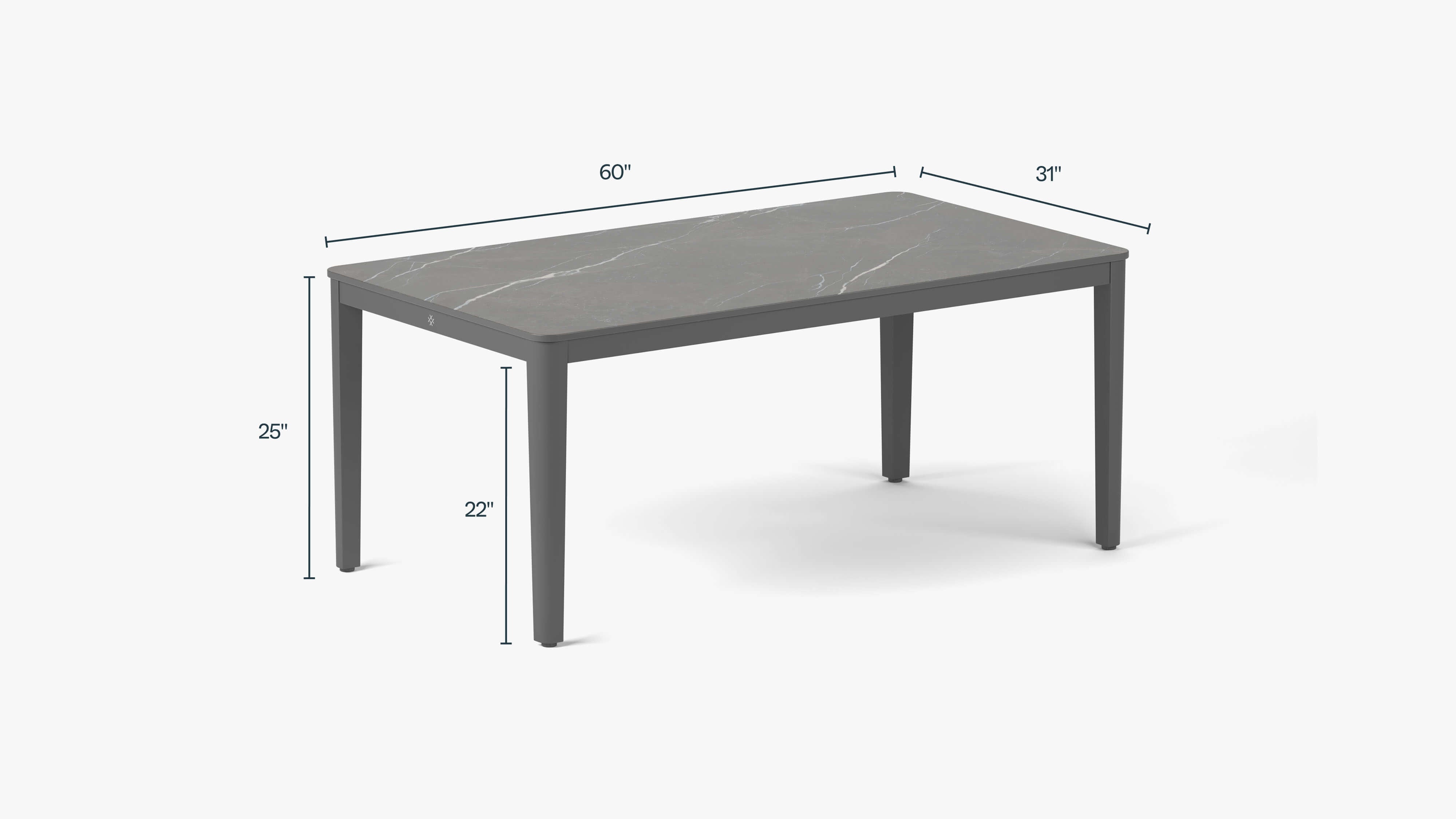 Dimensions of the Gathering Table in inches. #color_mineral gray