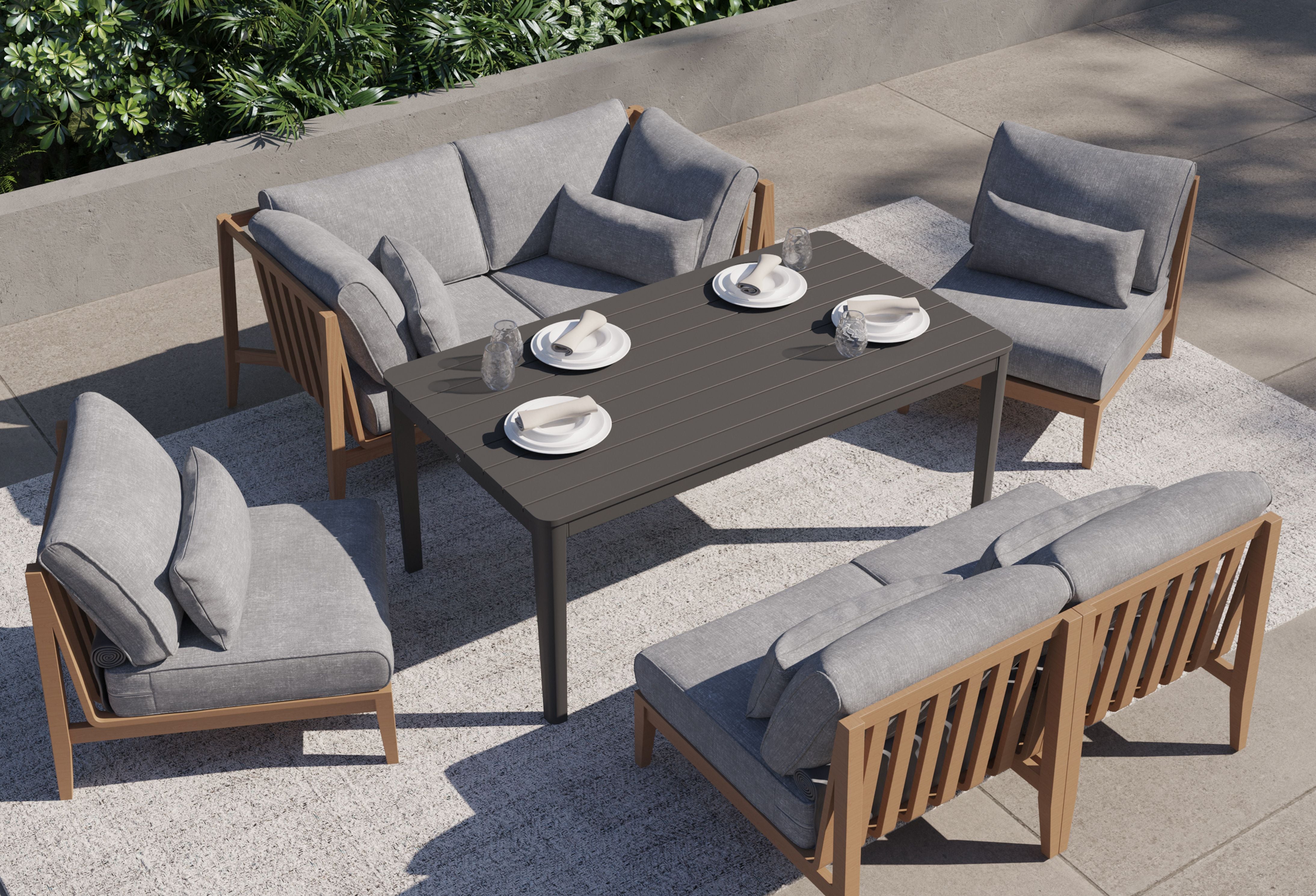 Teak Outdoor U Sectional - 7 Seat