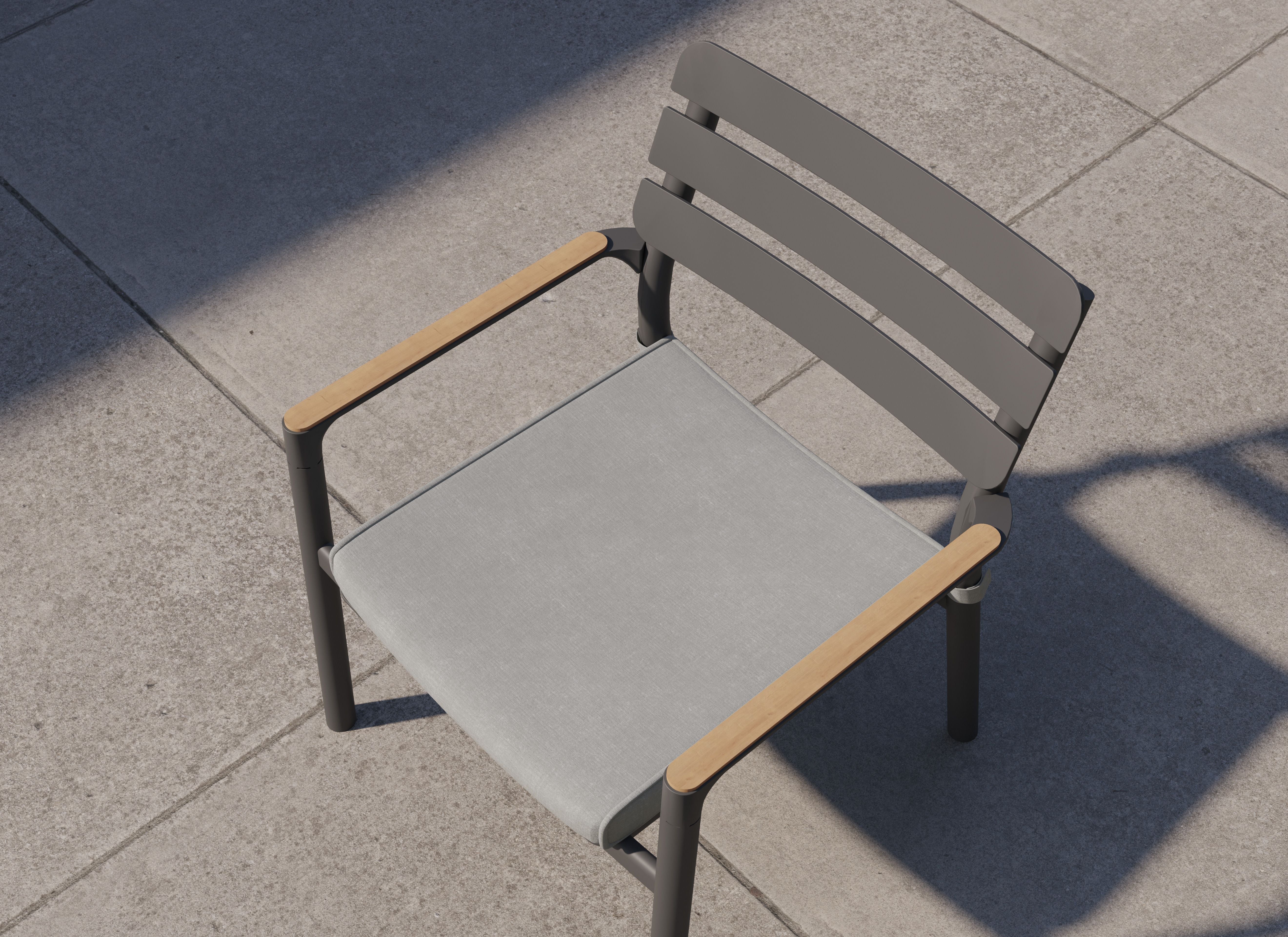 OuterStone Outdoor Dining Table + 2 595 Armchairs + 3 595 Armless Chairs + Aluminum Dining Bench