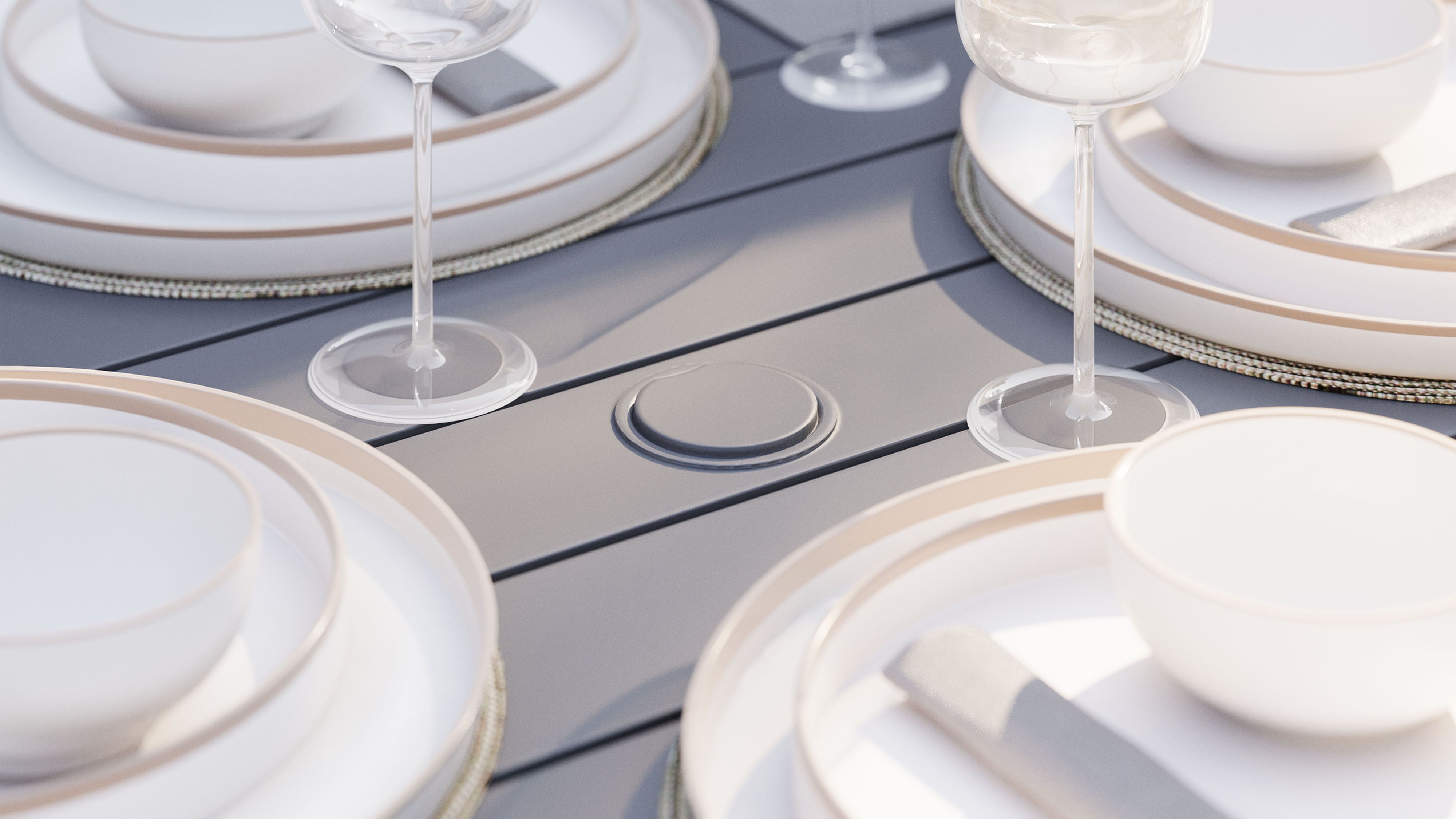 Aluminum Outdoor Square Dining Table #color_charcoal