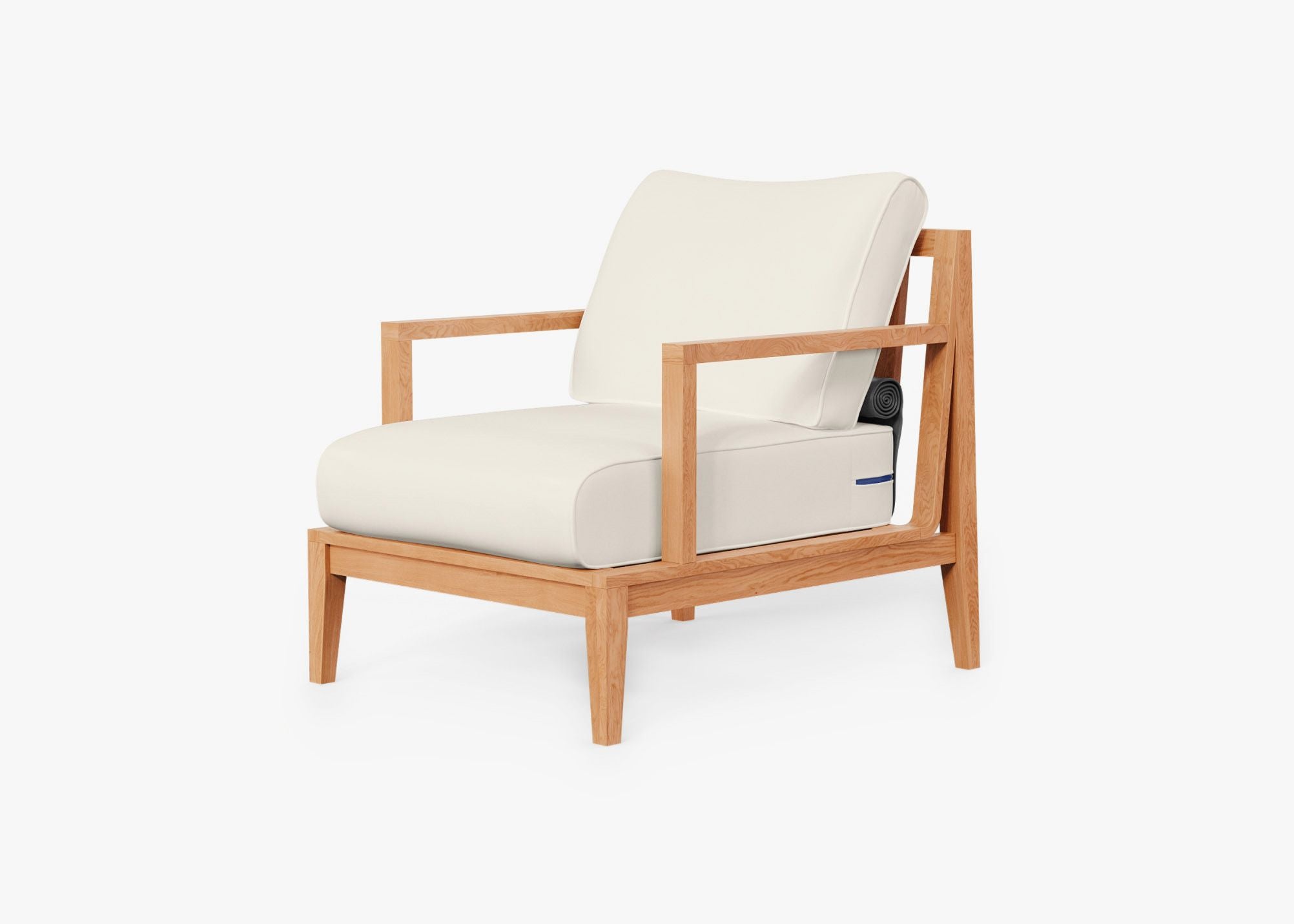 Teak Outdoor Armchair, front. Comfortable, durable, and weather resistant outdoor seating with memory foam. #color_palisades cream