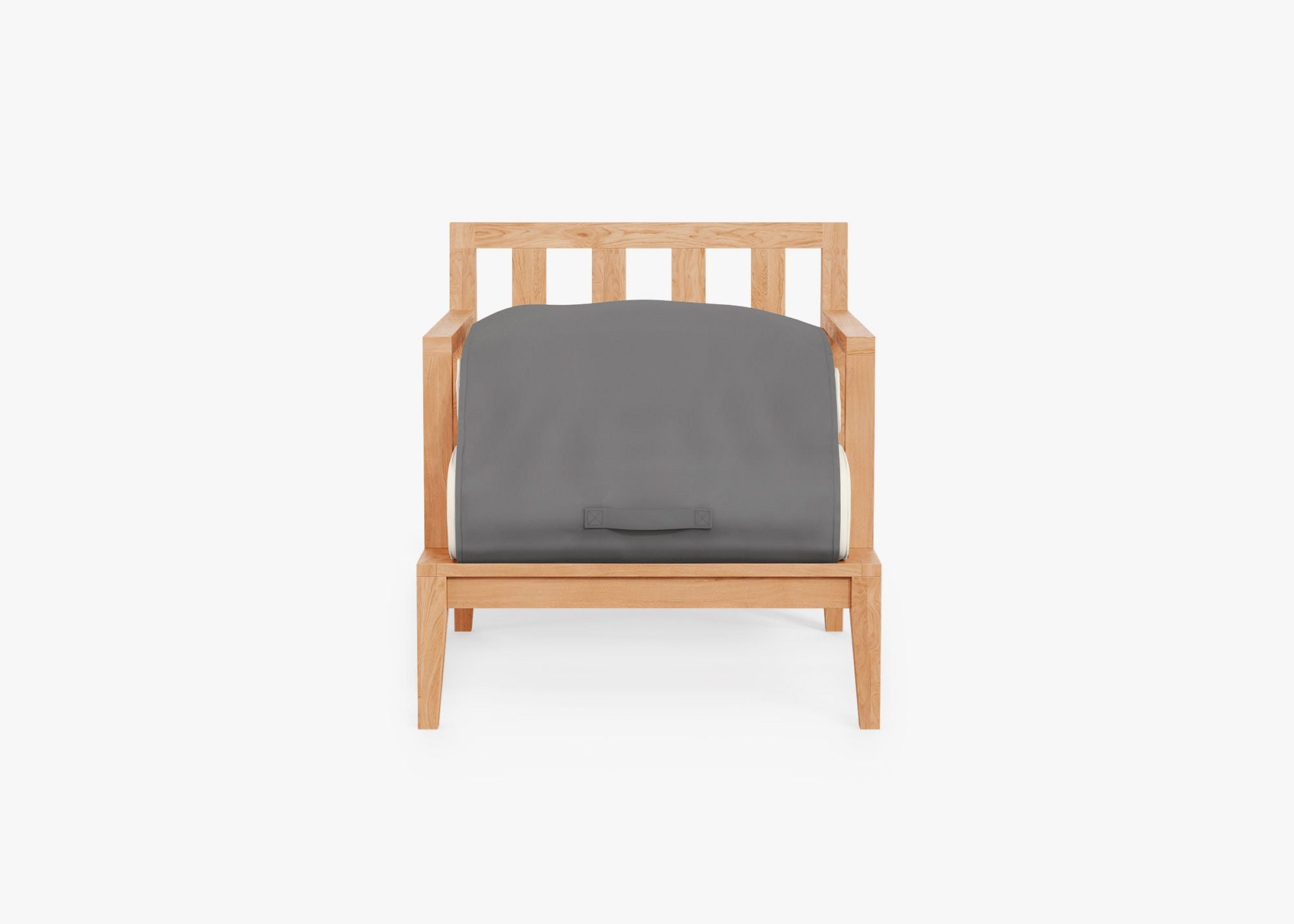 Teak Outdoor Armchair shown with the OuterShell outdoor cushion cover, offering exclusive integrated protection. #color_palisades cream