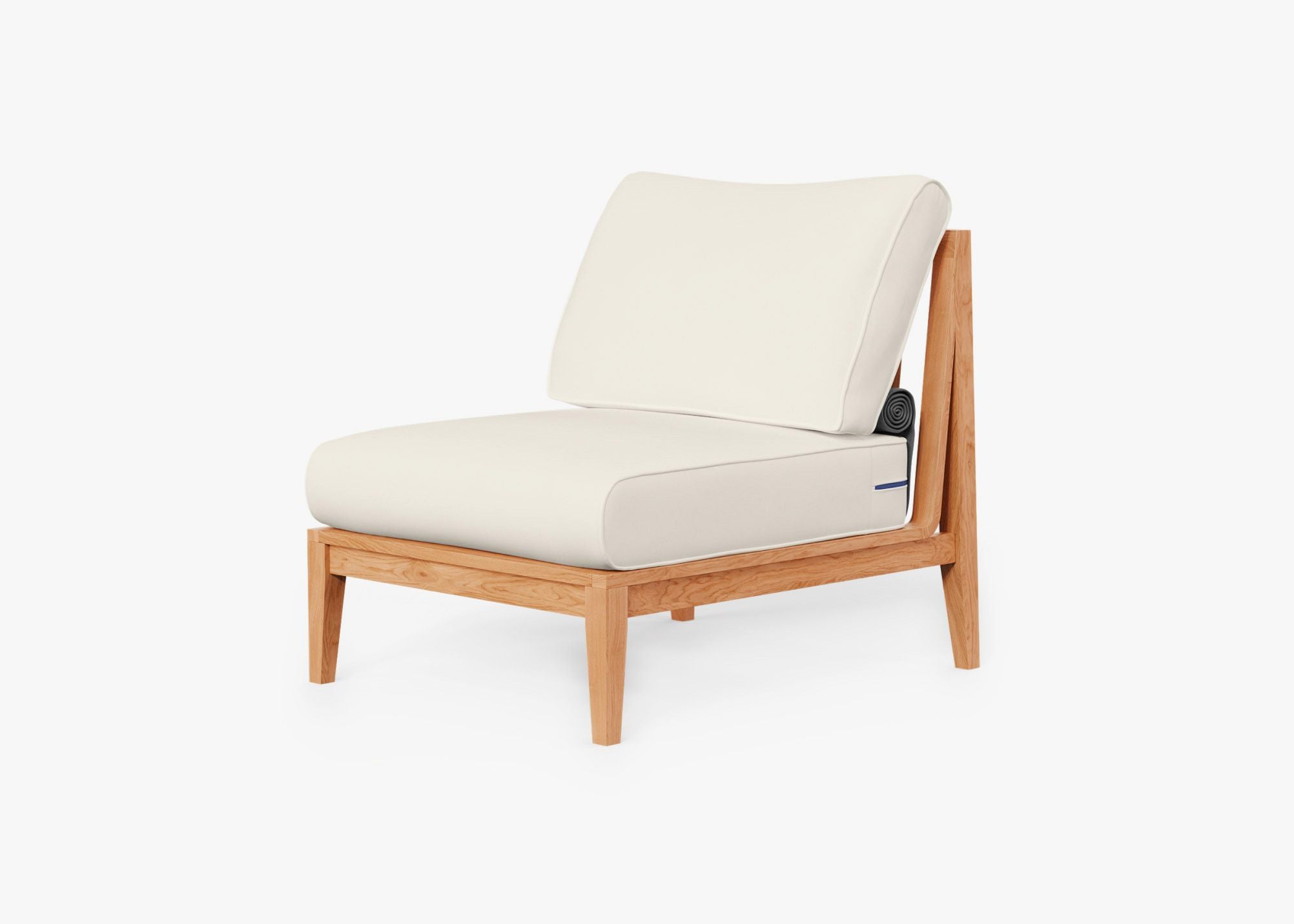 Teak Outdoor Armless Chair, front. Comfortable, durable, and weather resistant outdoor seating with memory foam. #color_palisades cream