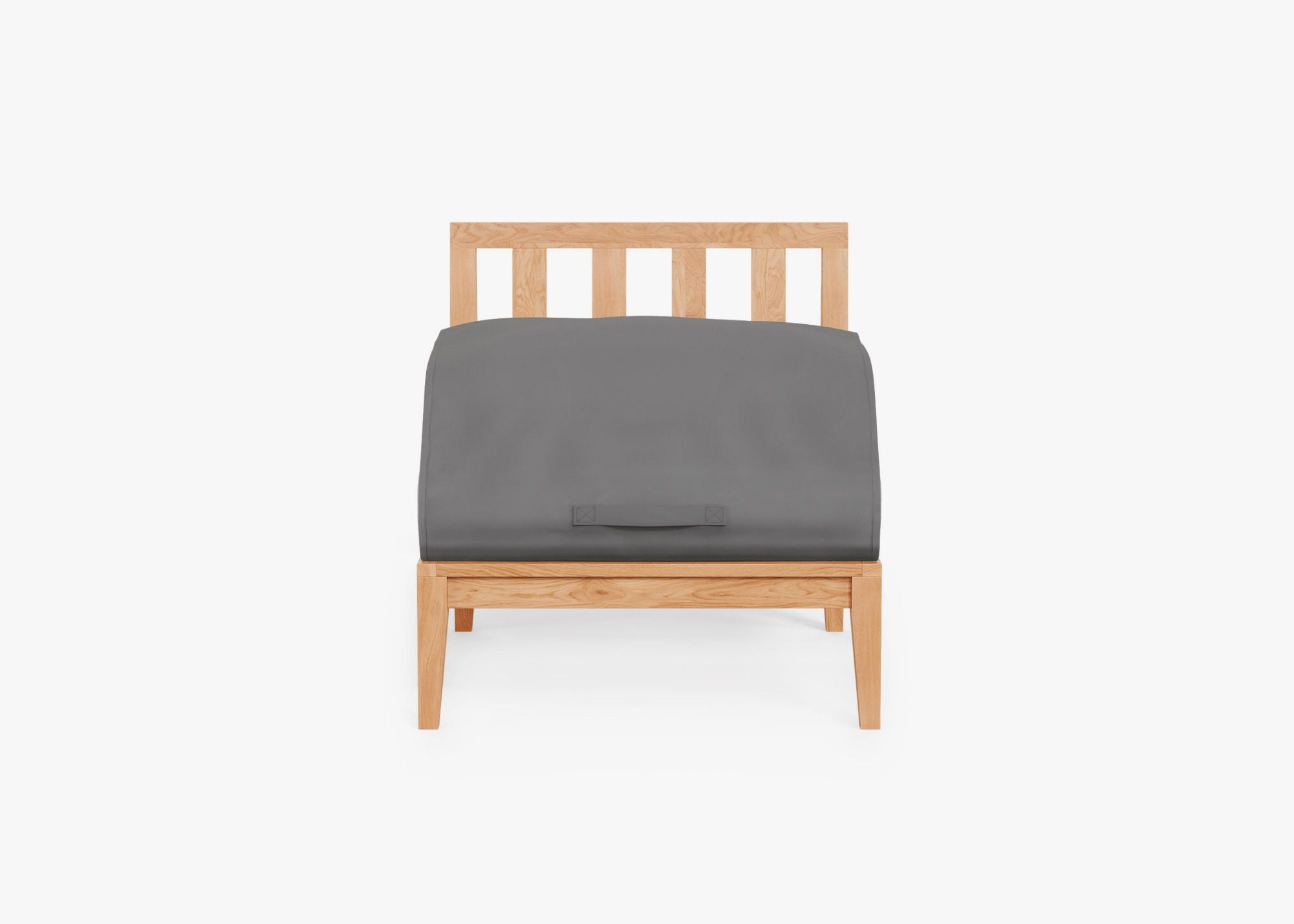 Teak Outdoor Armless Chair shown with the OuterShell outdoor cushion cover, offering exclusive integrated protection. #color_palisades cream