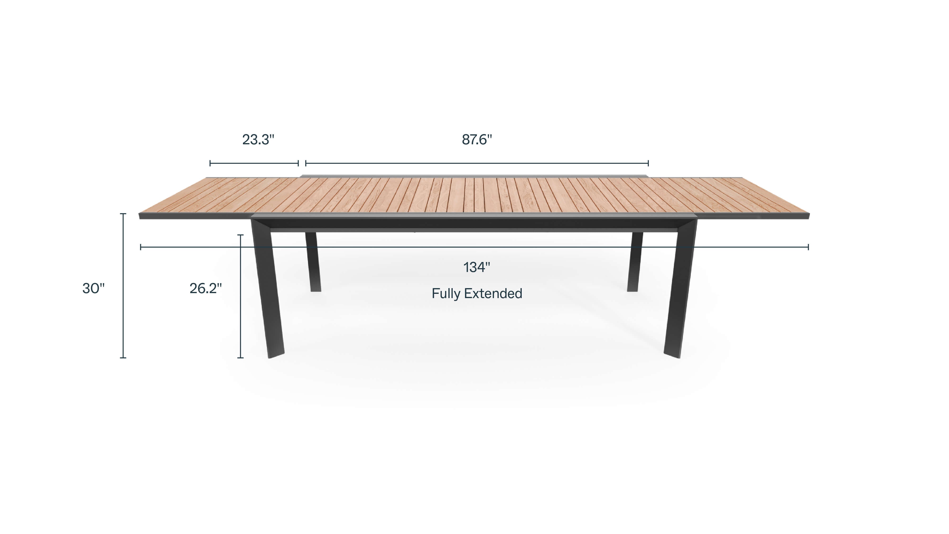Teak + Aluminum Outdoor Expandable Dining Table + 12 Teak Director's Chairs #color_gray