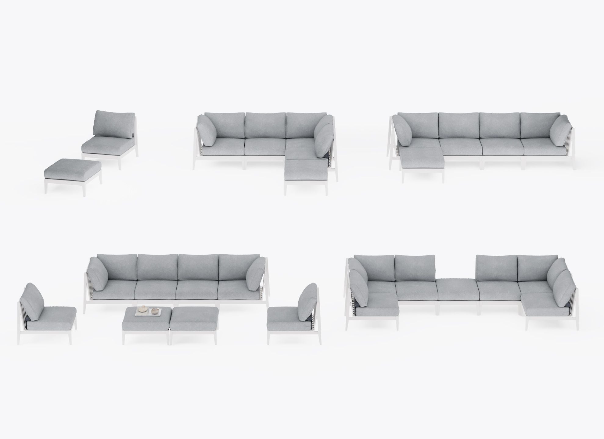 Shows the multiple uses of the ottoman. #color_pacific fog gray