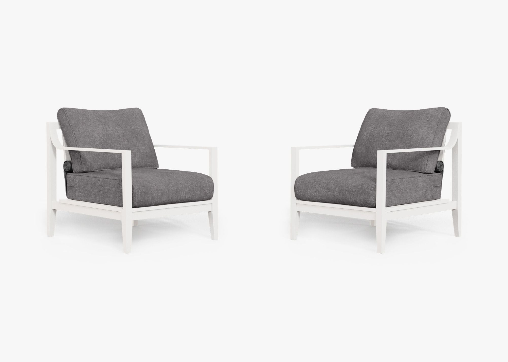 White Aluminum Outdoor Armchair Conversation Set, front. Comfortable, durable, and weather resistant outdoor seating with memory foam. #color_dark pebble gray