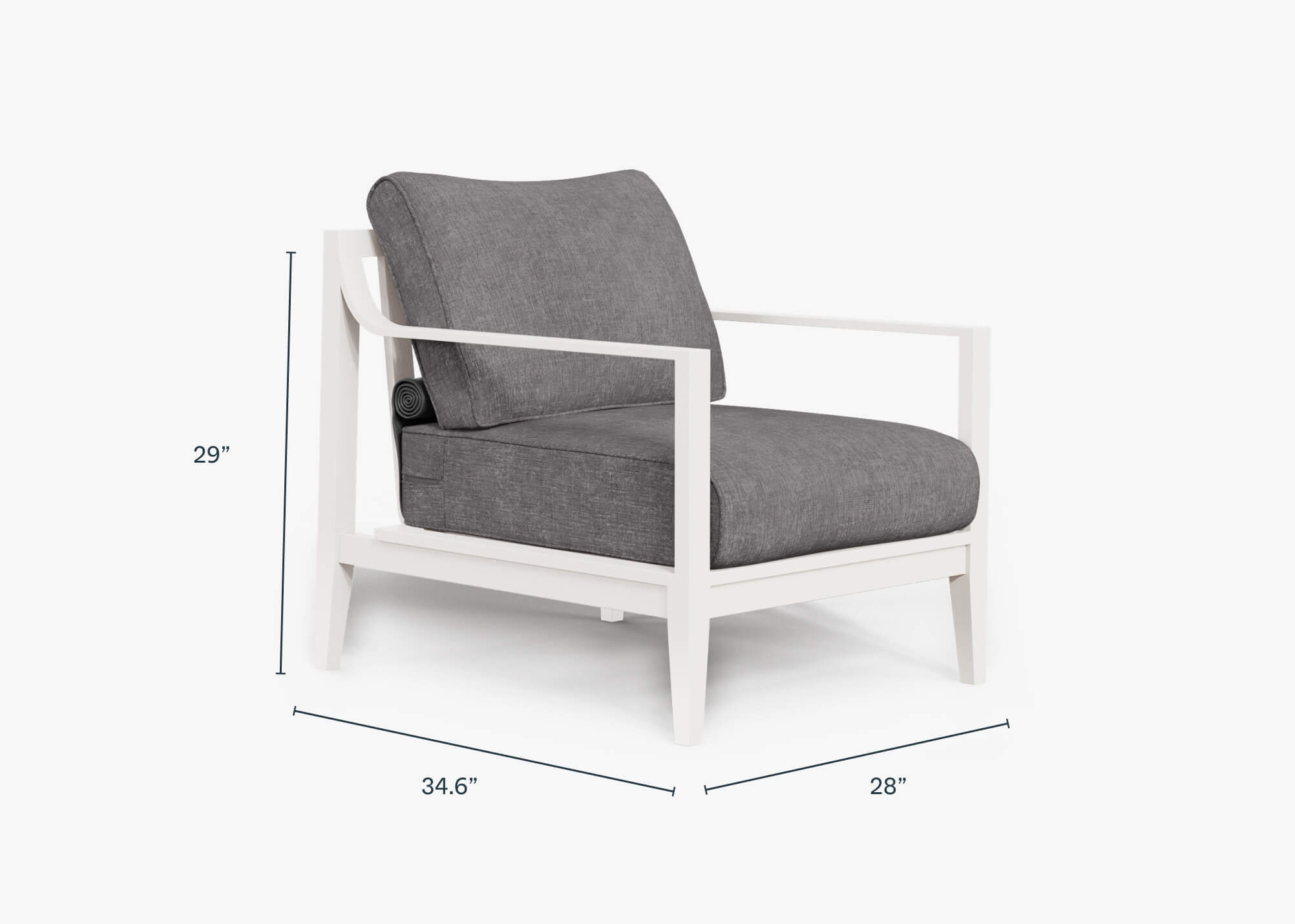 White Aluminum Outdoor Armchair #color_dark pebble gray