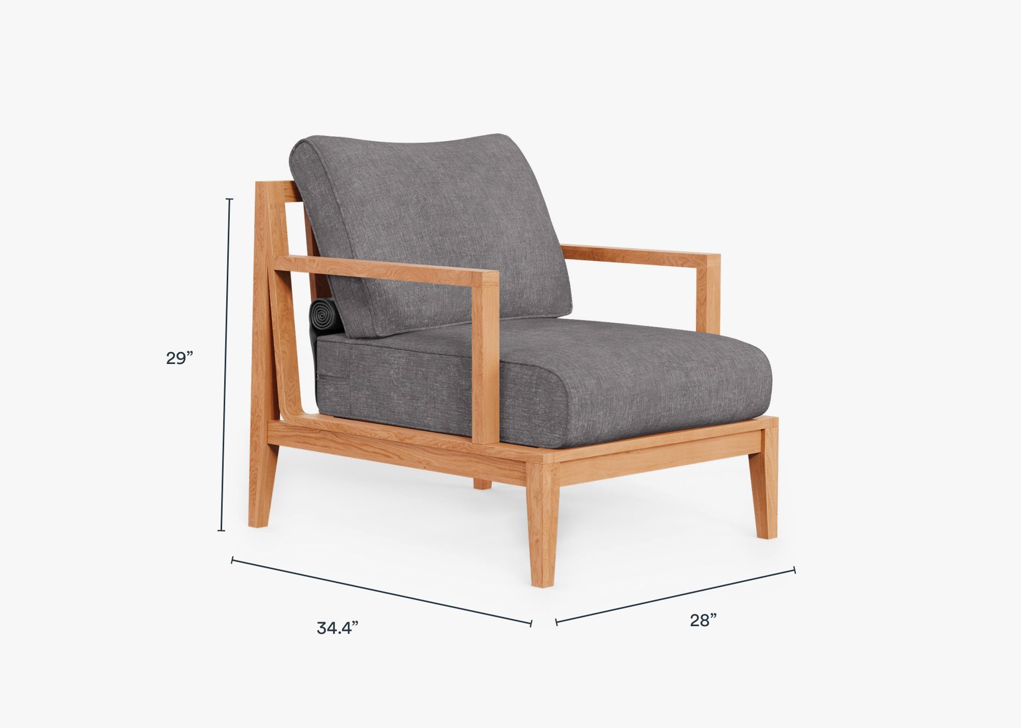 Teak Outdoor Armchair dimensions in inches, also listed under Dimensions and Weights. #color_dark pebble gray