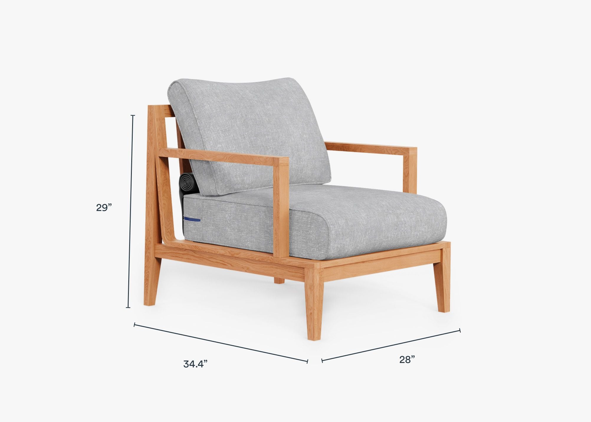 Teak Outdoor Armchair dimensions in inches, also listed under Dimensions and Weights. #color_pacific fog gray