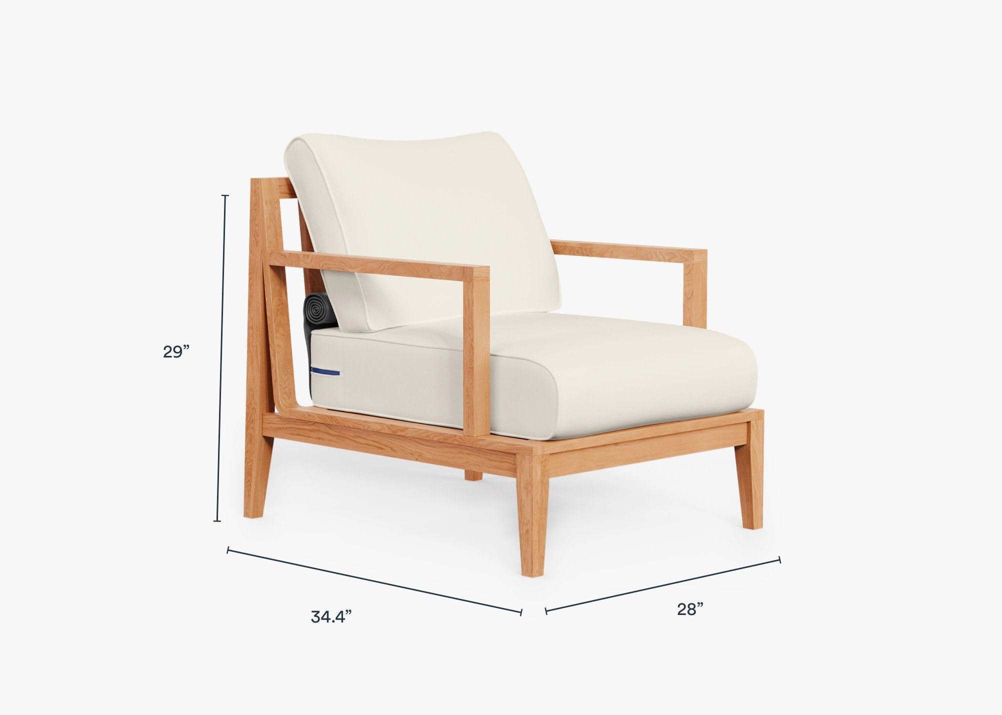 Teak Outdoor Armchair dimensions in inches, also listed under Dimensions and Weights. #color_palisades cream