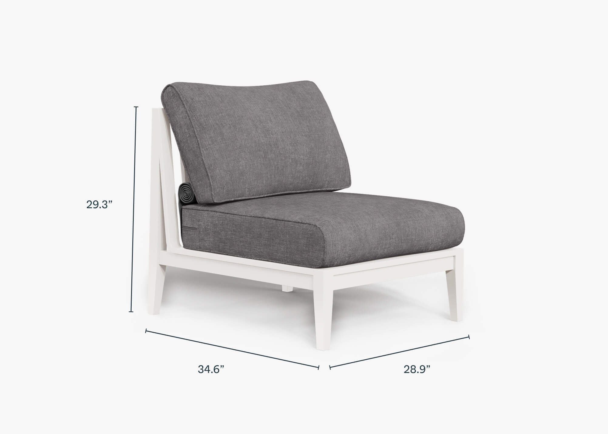 White Aluminum Outdoor Armless Chair #color_dark pebble gray