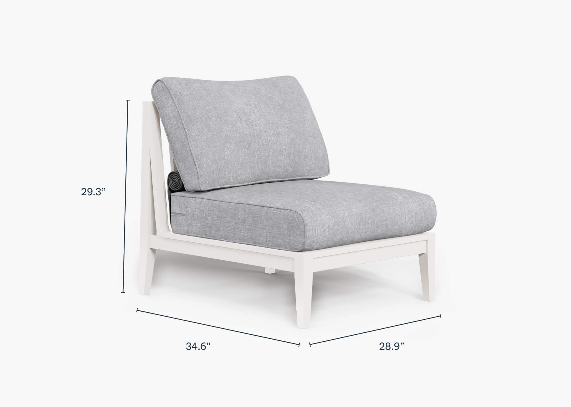 White Aluminum Outdoor Armless Chair #color_pacific fog gray