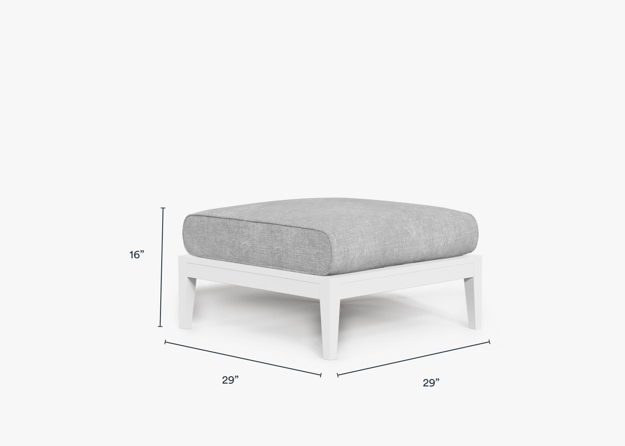 White Aluminum Outdoor Ottoman dimensions in inches, also listed under Dimensions and Weights. #color_pacific fog gray