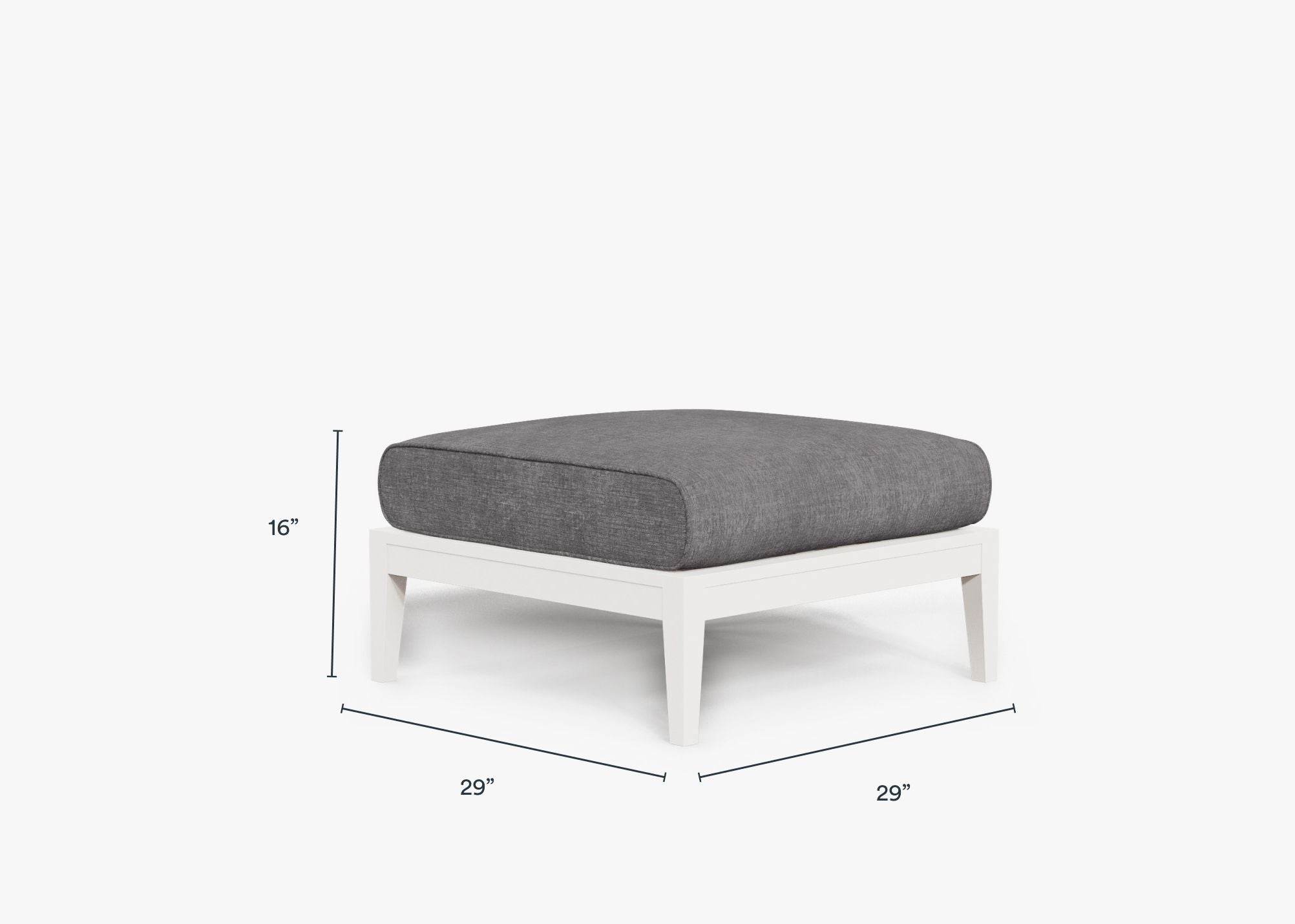 White Aluminum Outdoor Ottoman dimensions in inches, also listed under Dimensions and Weights. #color_dark pebble gray
