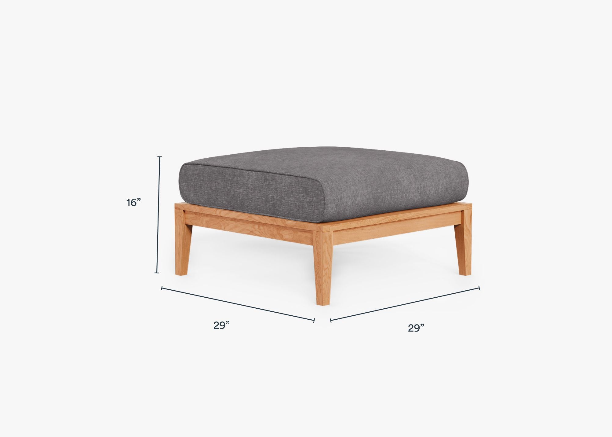 Teak Outdoor Ottoman dimensions in inches, also listed under Dimensions and Weights. #color_dark pebble gray